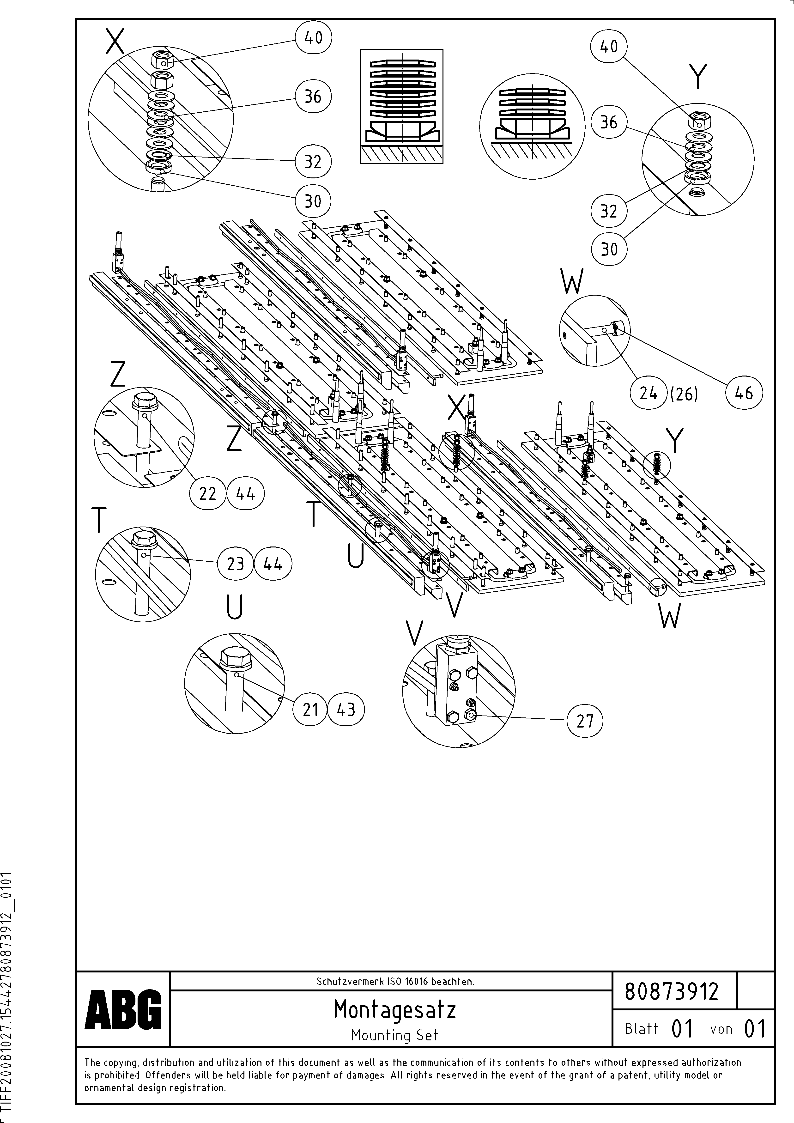 Схема запчастей Volvo ABG7820 - 74946 Mounting Set for heated screed plate on basic and extandable screed VDT-V 88 ETC ATT. SCREEDS 3,0 - 9,0M ABG7820, ABG7820B