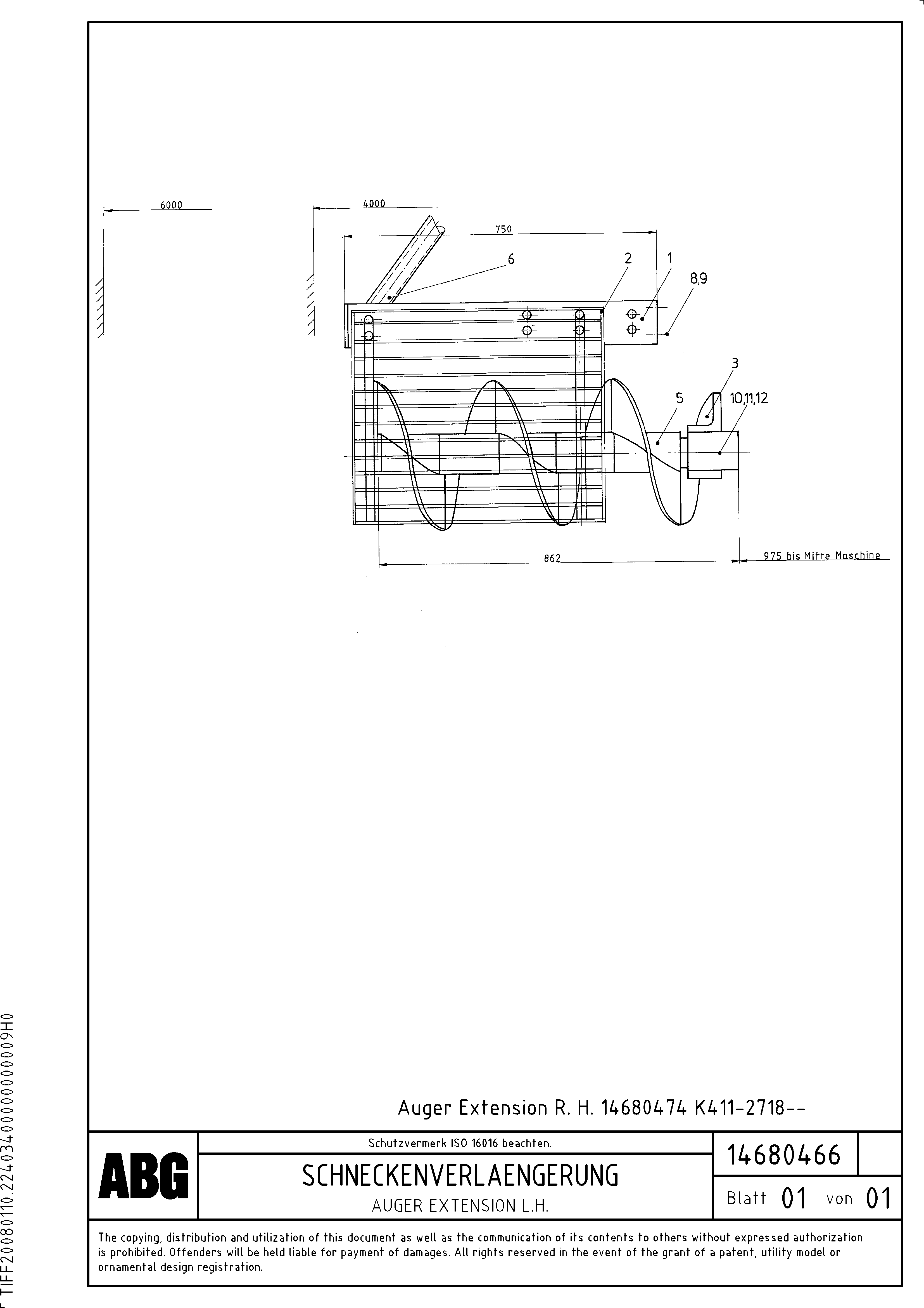 Схема запчастей Volvo ABG7820 - 79765 Auger extension VDT-V 88 GTC ATT. SCREEDS 3,0 - 9,0M ABG7820/ABG780B