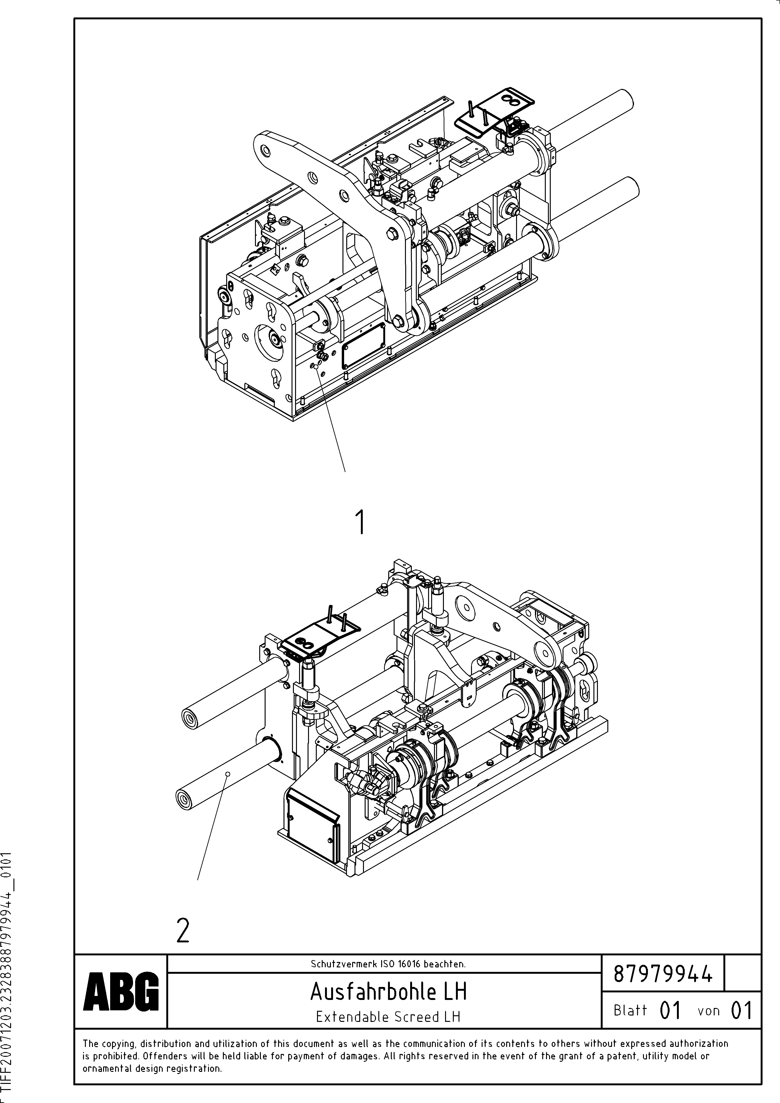 Схема запчастей Volvo ABG7820 - 66798 Extendable screed VDT-V 78 GTC ATT. SCREEDS 2,5 - 9,0M ABG6820,ABG7820,ABG7820B