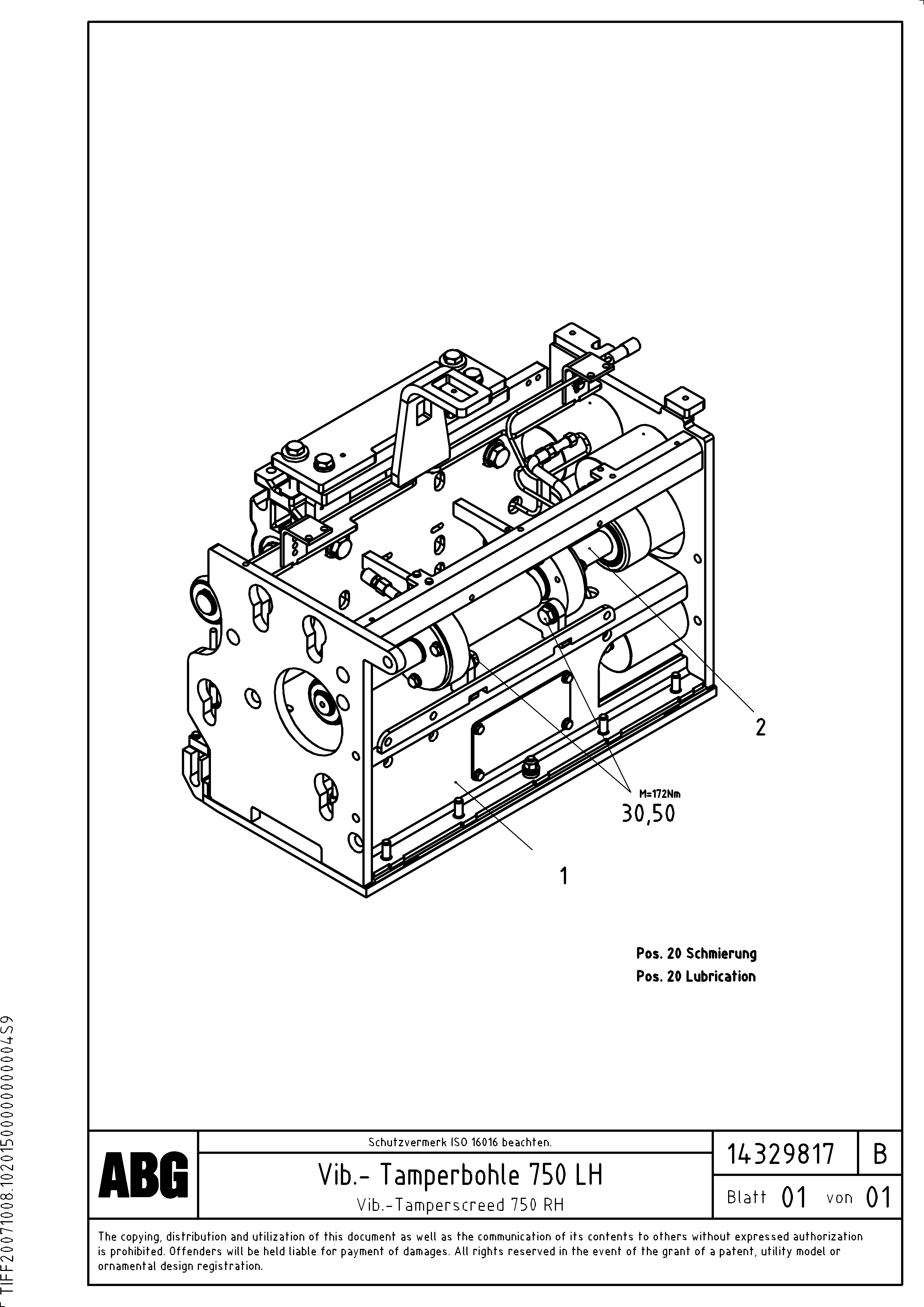 Схема запчастей Volvo ABG7820 - 57146 Vibratory - tamper screed for extension VB 78 ETC ATT. SCREED 2,5 - 9,0 M ABG5820/6820/7820/7820B