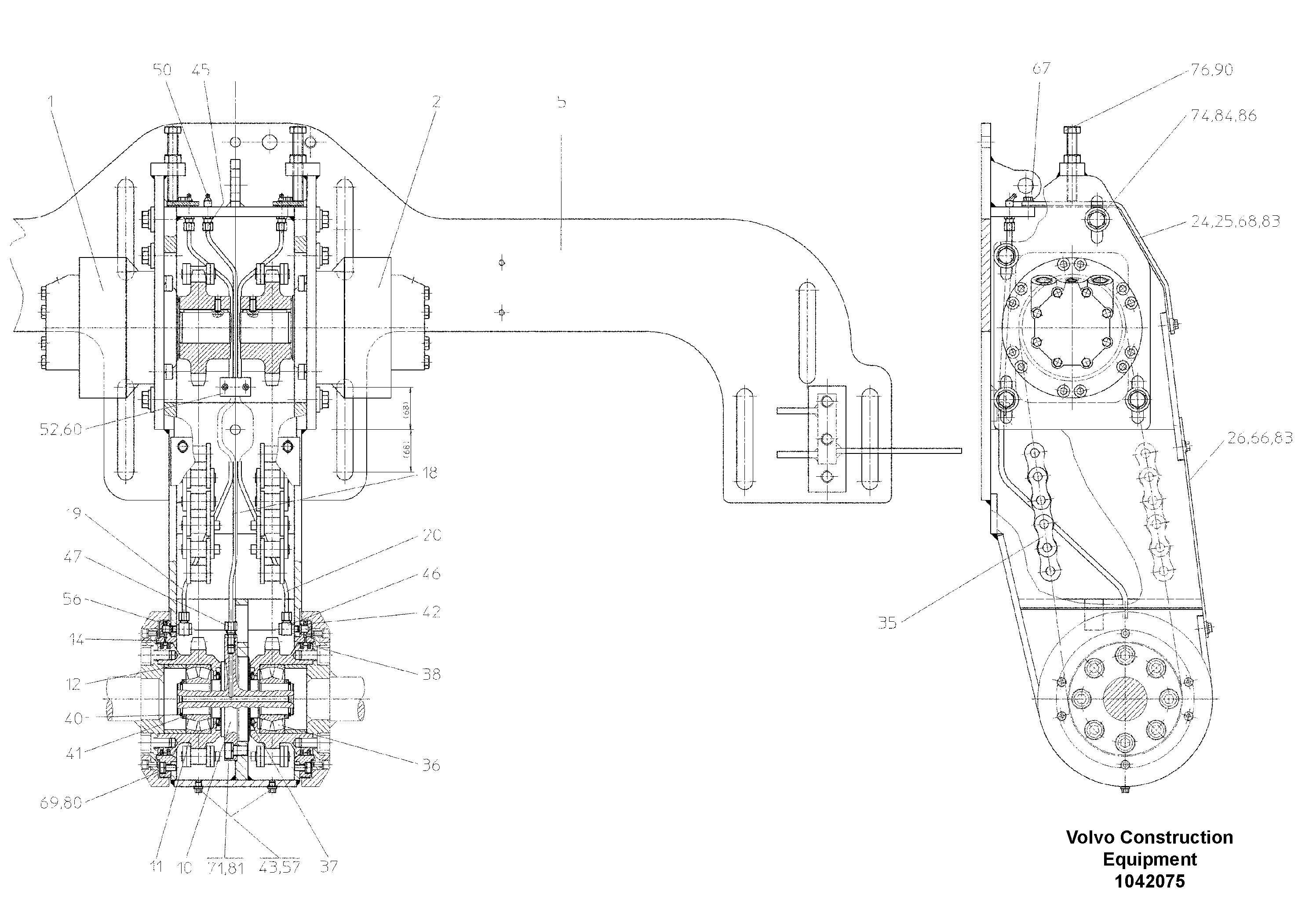 Схема запчастей Volvo ABG7820 - 60205 Auger Drive ABG7820/ABG7820B ABG7820 S/N 21064-23058 ABG7820B S/N 23059 -