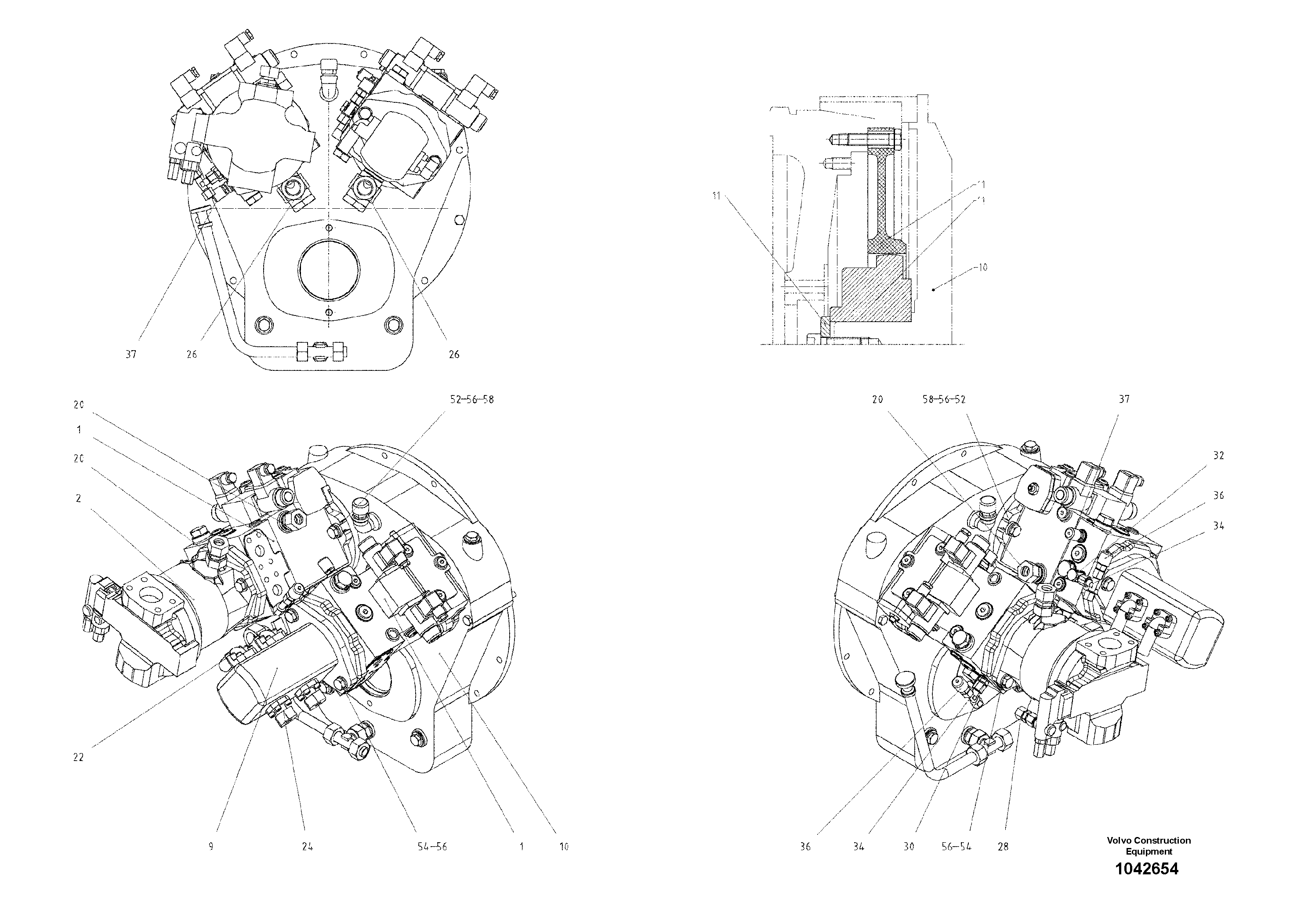 Схема запчастей Volvo ABG7820 - 60824 Distributor Gear ABG7820/ABG7820B ABG7820 S/N 21064-23058 ABG7820B S/N 23059 -