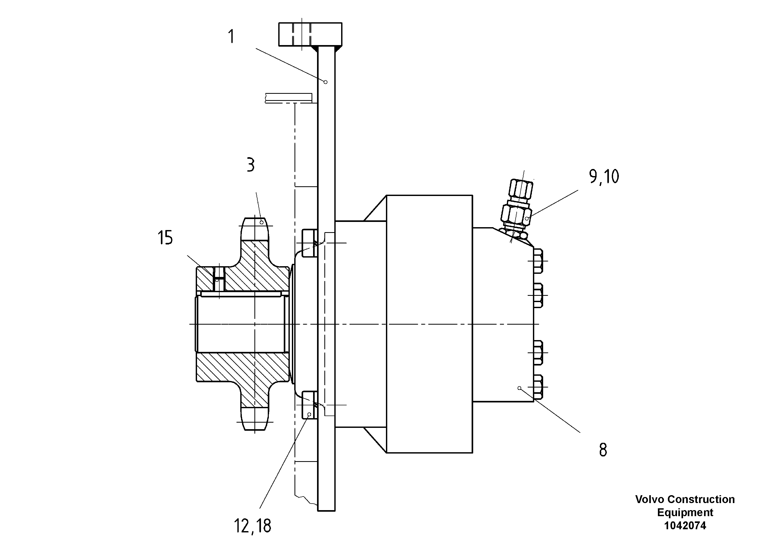 Схема запчастей Volvo ABG7820 - 60825 Drive Unit ABG7820/ABG7820B ABG7820 S/N 21064-23058 ABG7820B S/N 23059 -