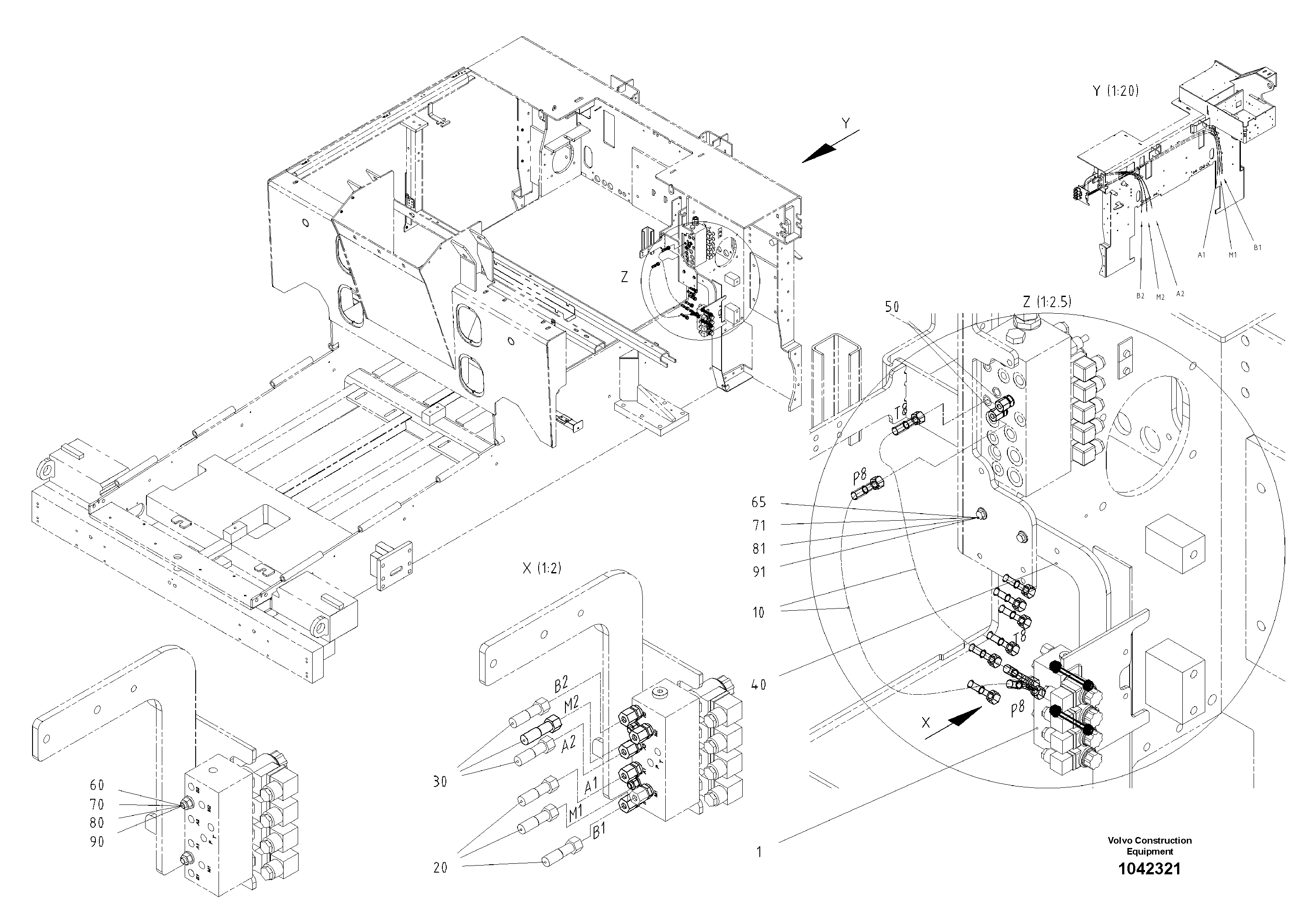 Схема запчастей Volvo ABG8820 - 57109 Hydraulics For Extended Screed Height Adjustment ABG8820/ABG8820B ABG8820 S/N 21098-23354 ABG8820B S/N 23355-