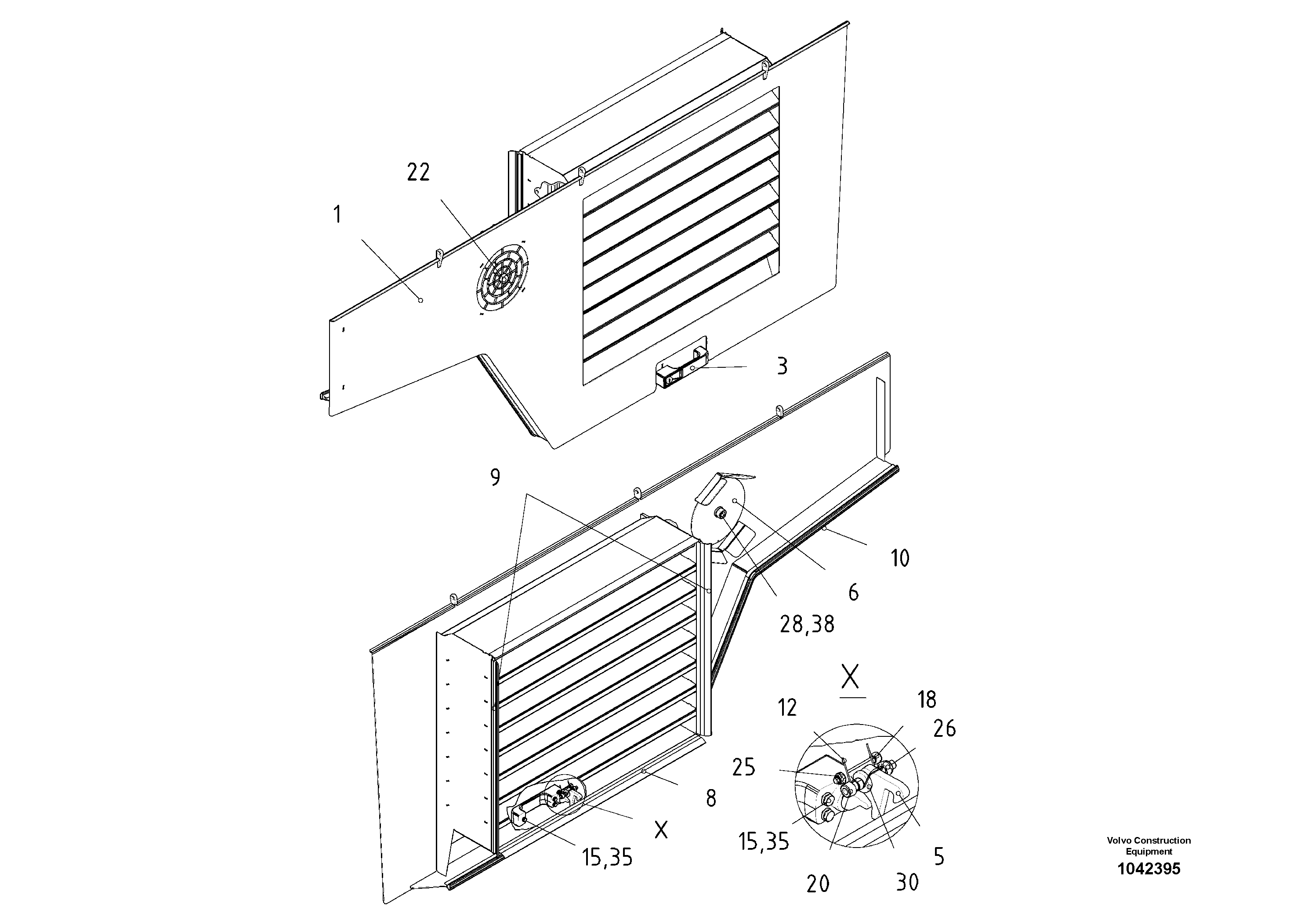Схема запчастей Volvo ABG8820 - 46415 Side hatch ABG8820/ABG8820B ABG8820 S/N 21098-23354 ABG8820B S/N 23355-