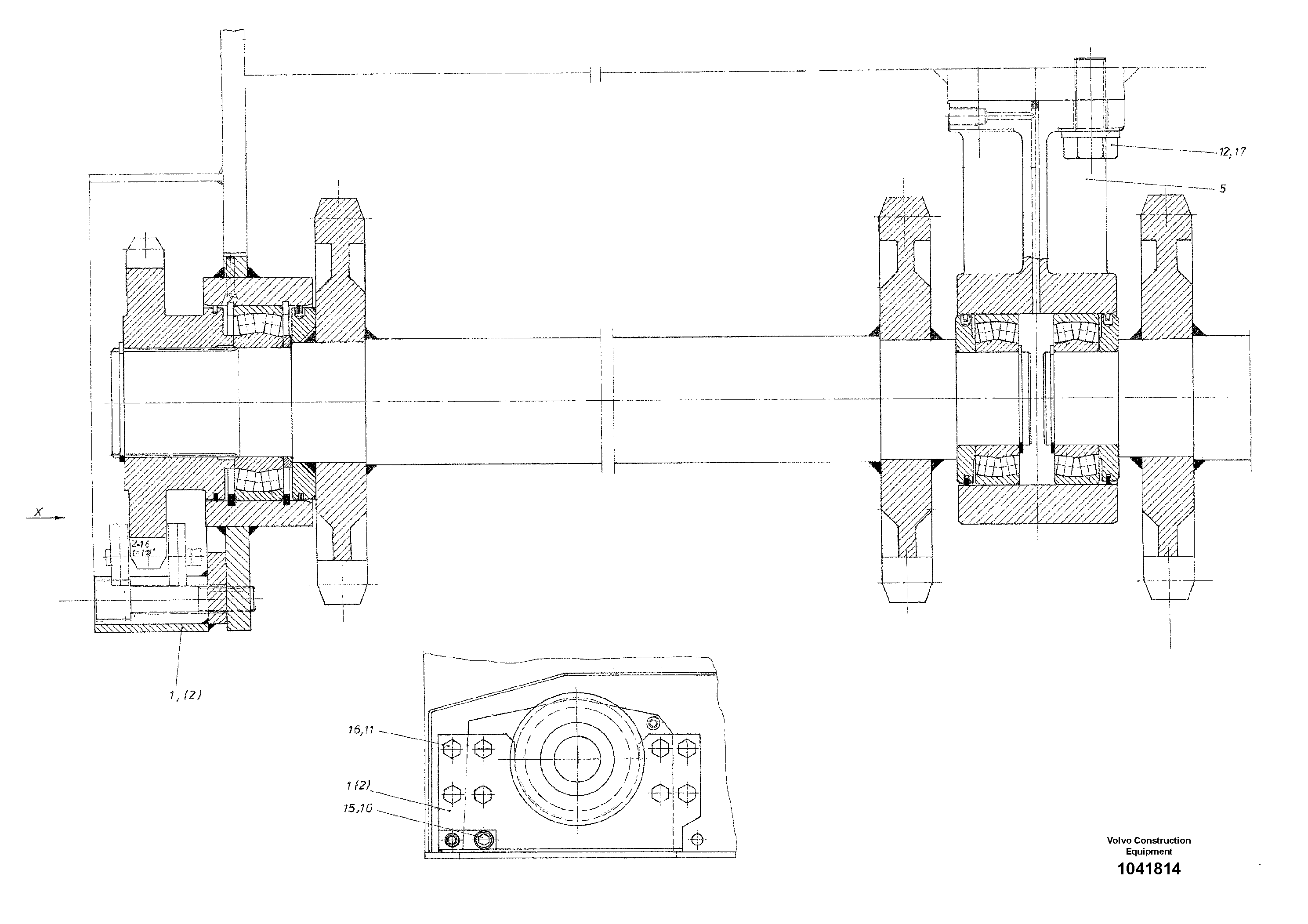 Схема запчастей Volvo ABG8820 - 48207 Вал приводной (ведущий) ABG8820/ABG8820B ABG8820 S/N 21098-23354 ABG8820B S/N 23355-