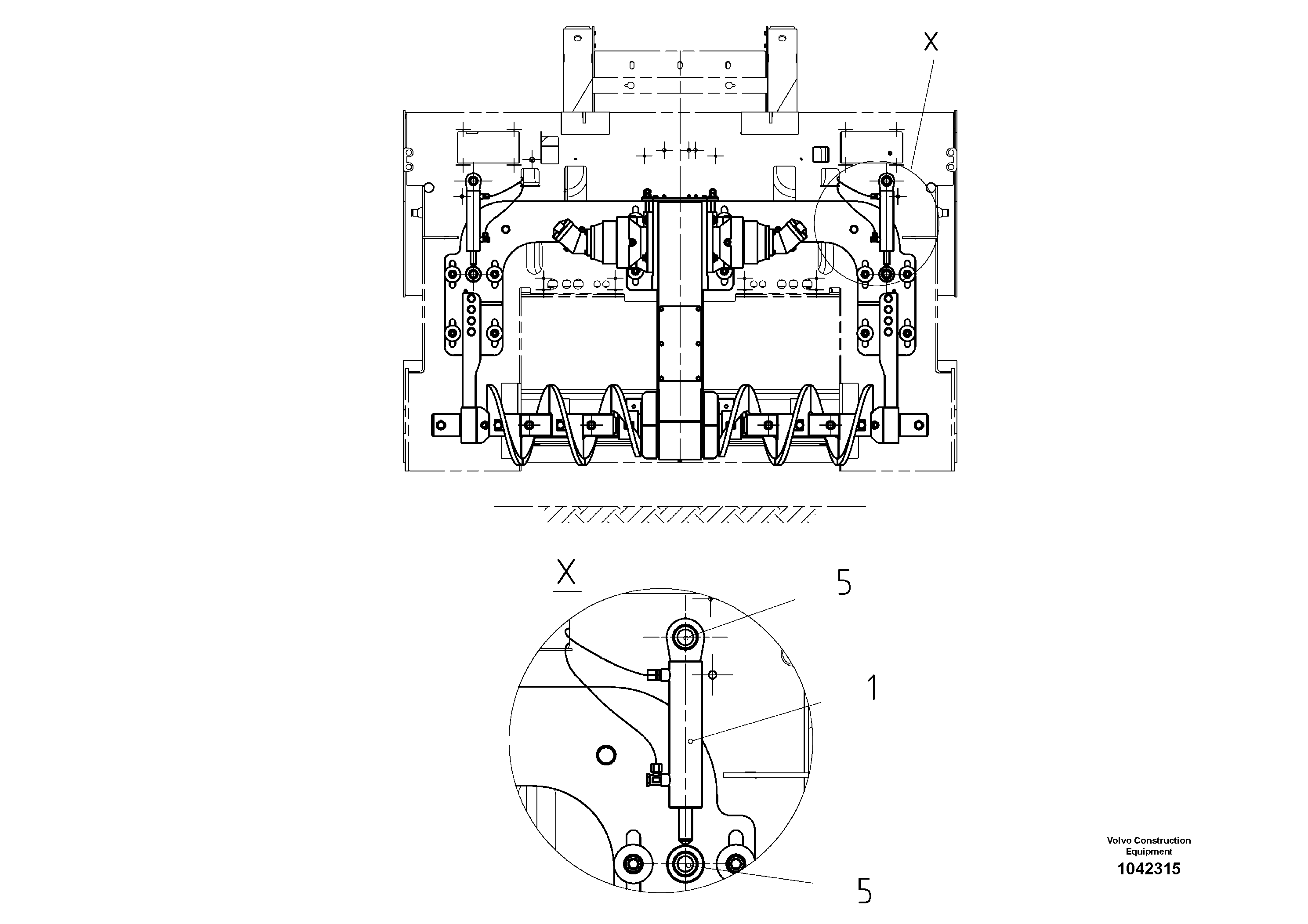 Схема запчастей Volvo ABG8820 - 55020 Cylinder For Auger Height Adjustment ABG8820/ABG8820B ABG8820 S/N 21098-23354 ABG8820B S/N 23355-