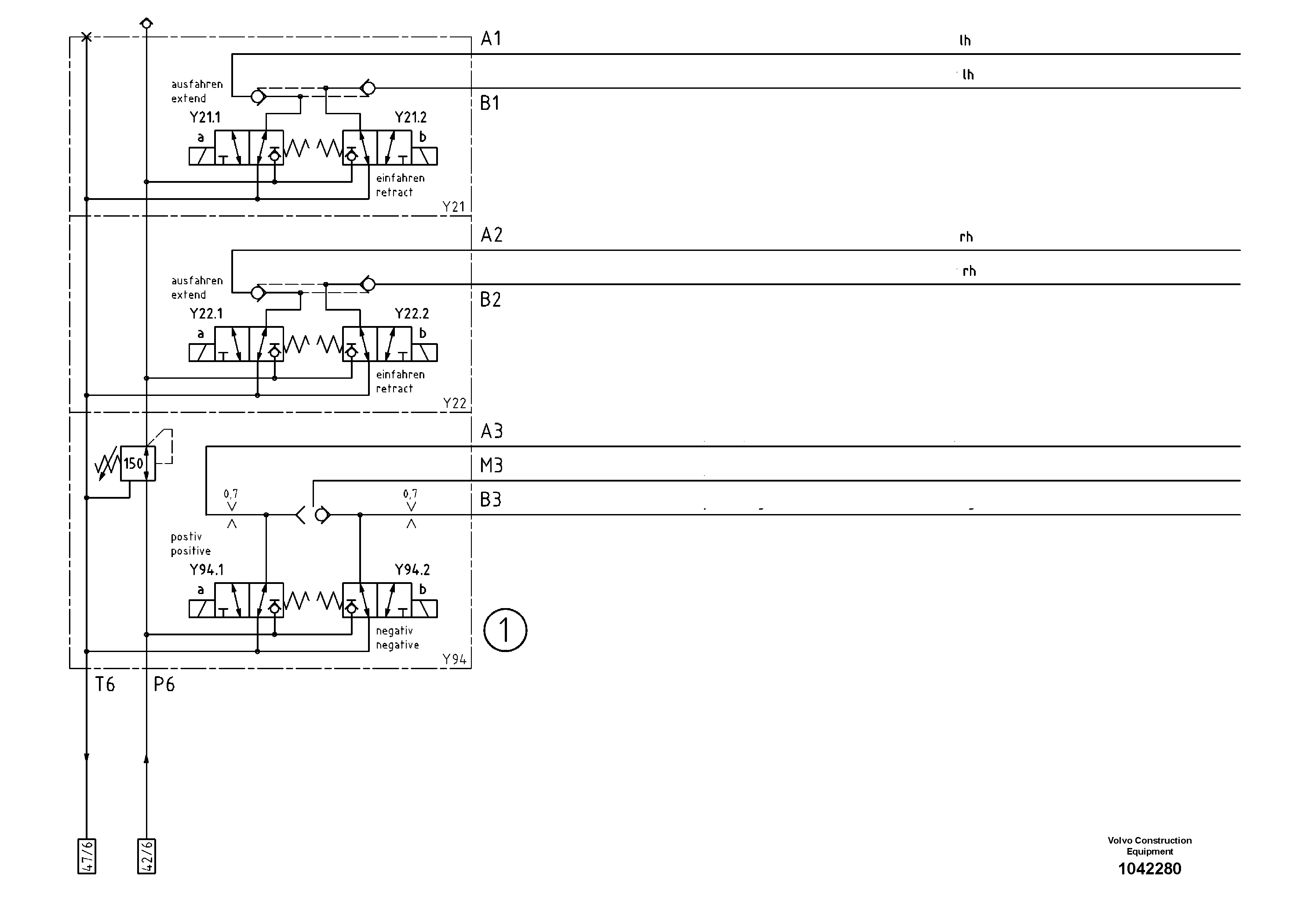 Схема запчастей Volvo ABG8820 - 55192 Hydraulic diagram ABG8820/ABG8820B ABG8820 S/N 21098-23354 ABG8820B S/N 23355-