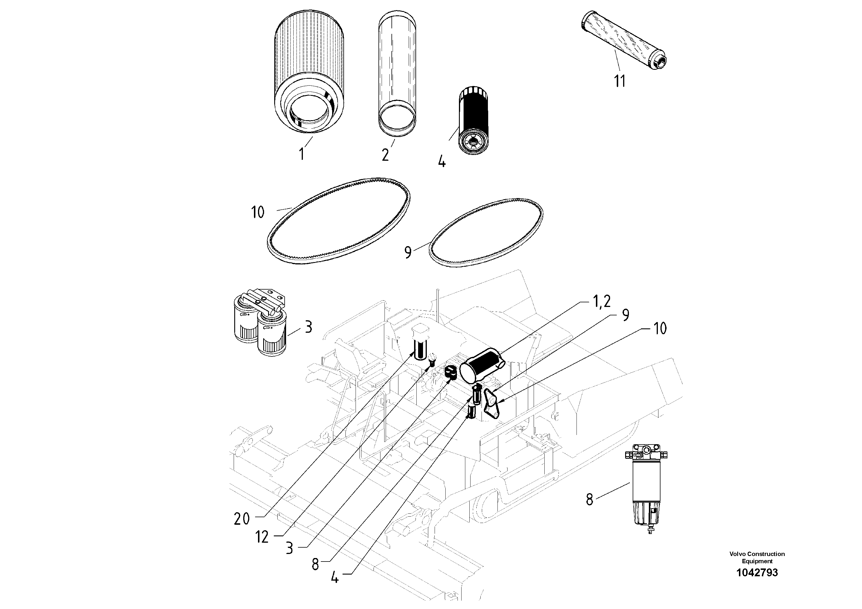 Схема запчастей Volvo ABG8820 - 50726 Service kit ABG8820/ABG8820B ABG8820 S/N 21098-23354 ABG8820B S/N 23355-