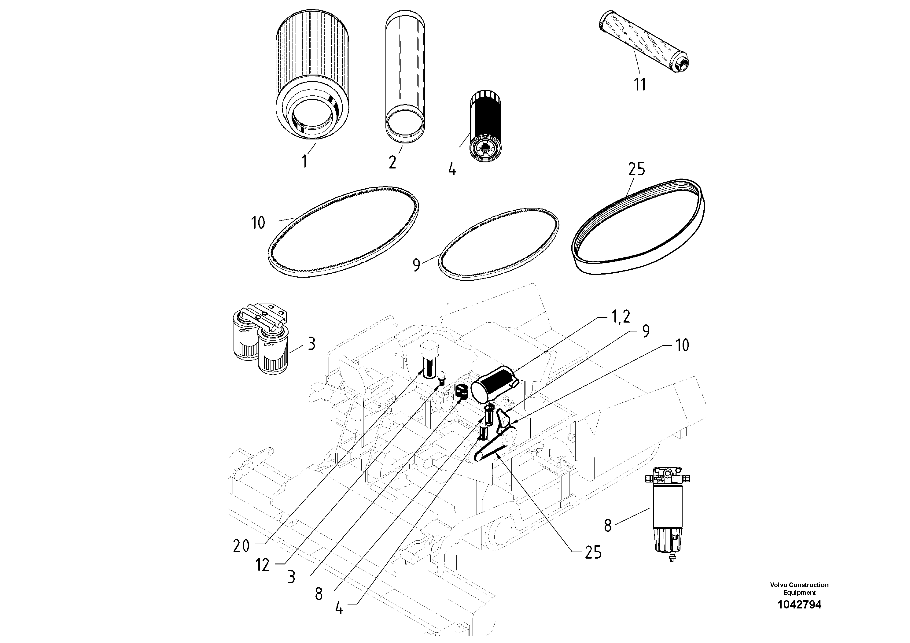 Схема запчастей Volvo ABG8820 - 50727 Service kit ABG8820/ABG8820B ABG8820 S/N 21098-23354 ABG8820B S/N 23355-