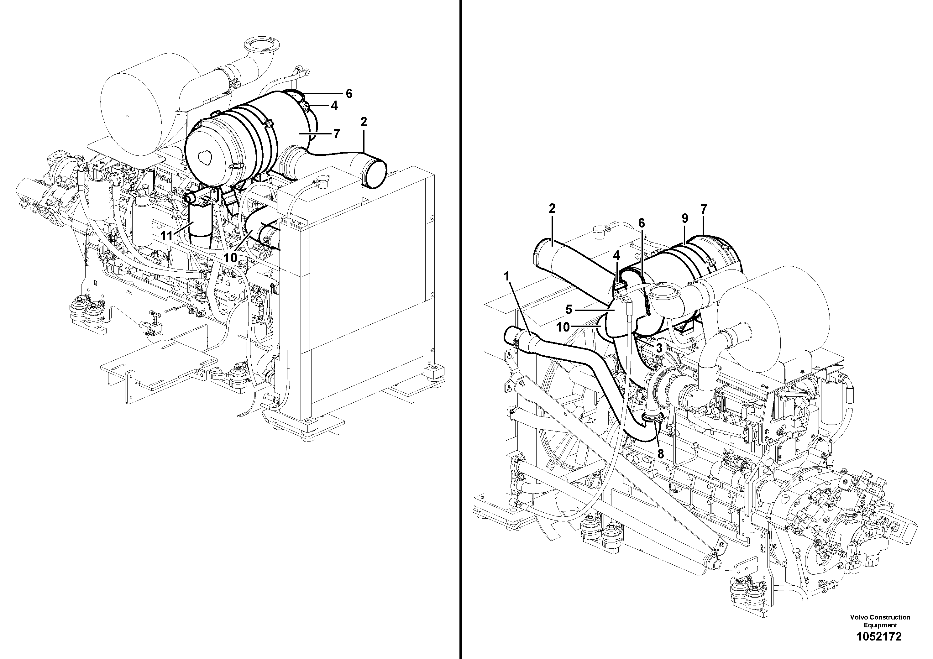 Схема запчастей Volvo ABG8820 - 46414 Engine Installation ABG8820/ABG8820B ABG8820 S/N 21098-23354 ABG8820B S/N 23355-