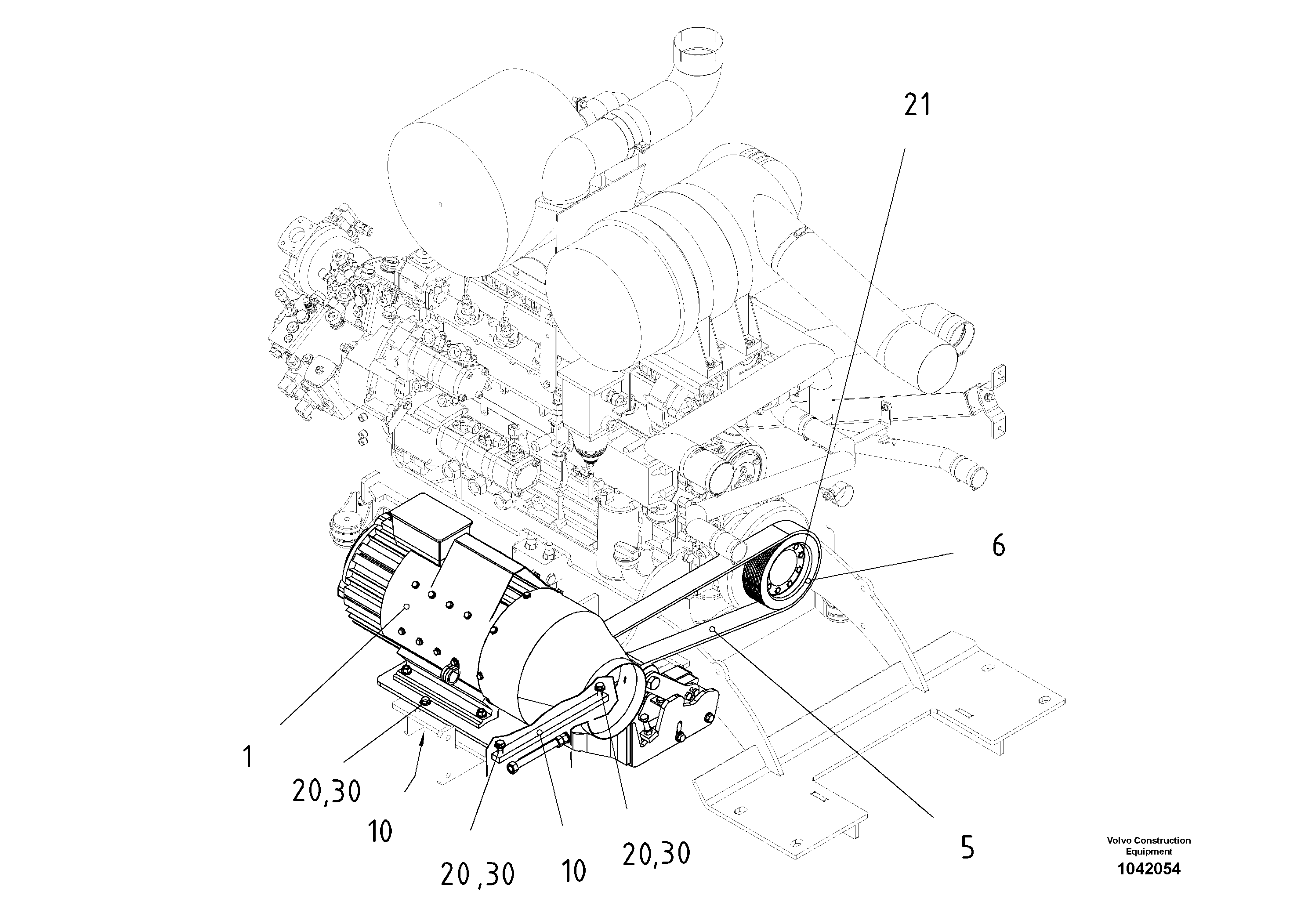 Схема запчастей Volvo ABG8820 - 55673 Alternator-mounting Engine ABG8820/ABG8820B ABG8820 S/N 21098-23354 ABG8820B S/N 23355-