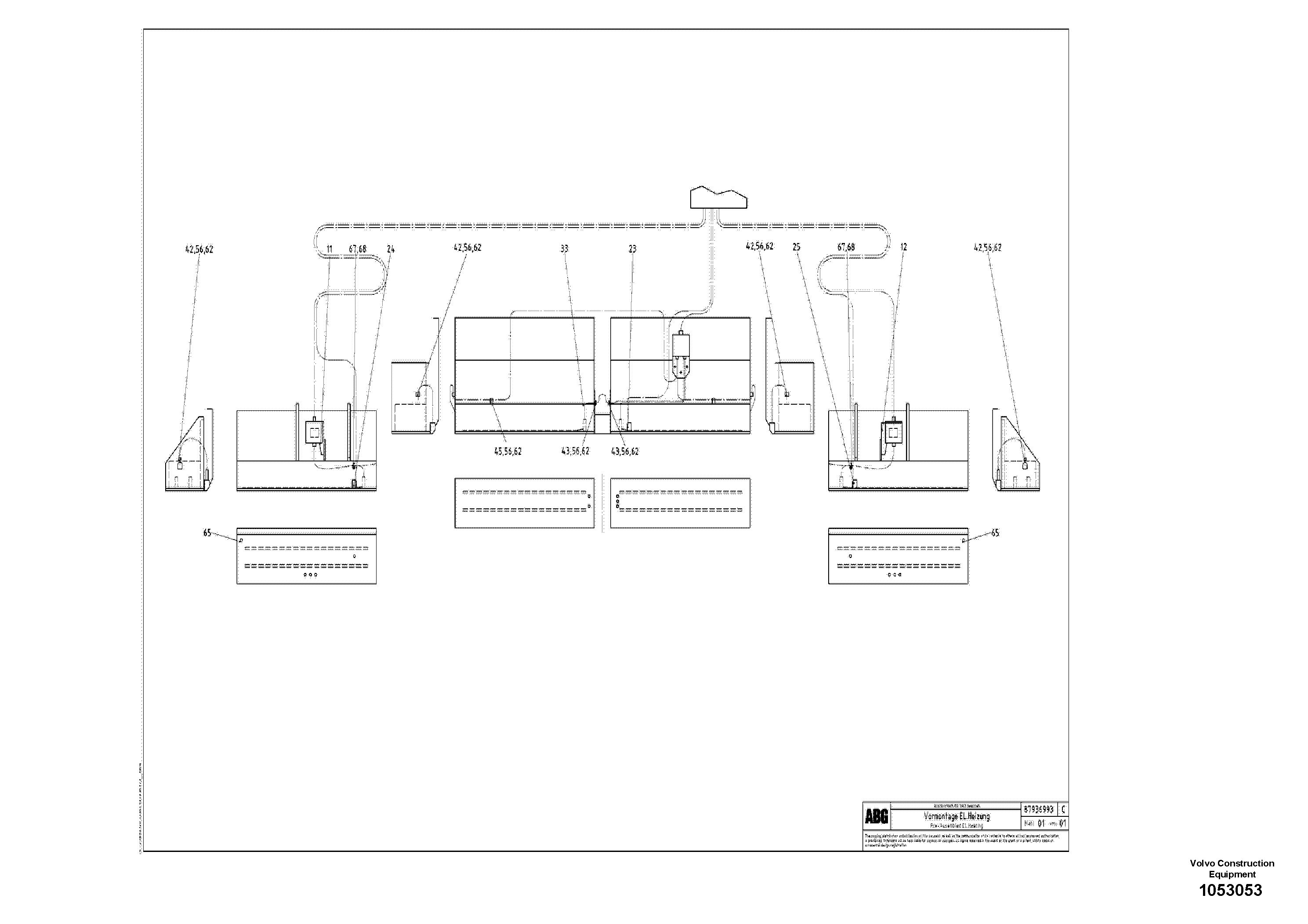 Схема запчастей Volvo ABG8820 - 81083 Pre-assembled El.-heating for basic and extandable screed VB 78 ETC ATT. SCREED 2,5 - 9,0 M ABG8820/ABG8820B