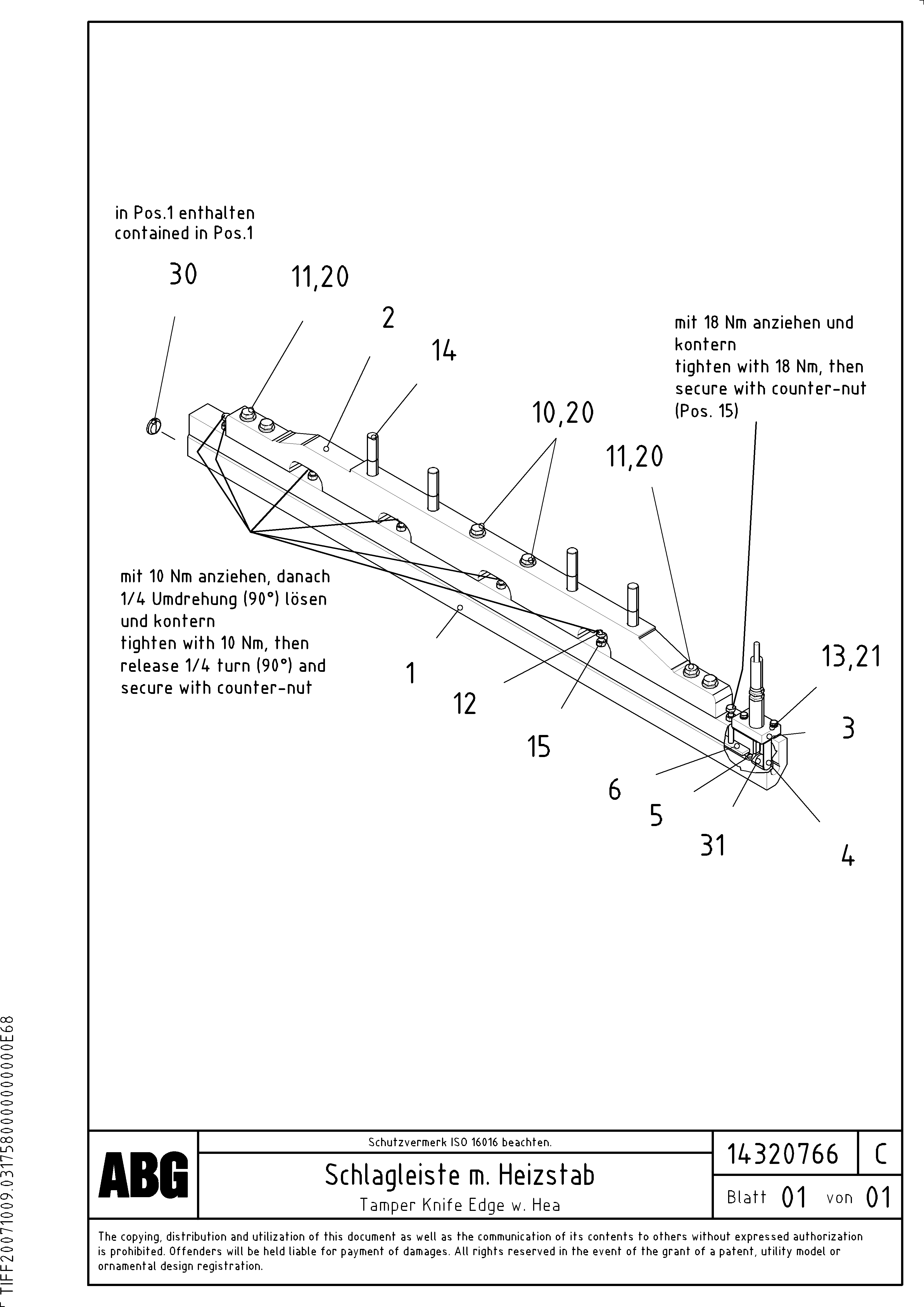 Схема запчастей Volvo ABG8820 - 90943 Tamper knife edge with heating VDT-V 78 ETC ATT. SCREED 2,5 - 9,0 M ABG8820/ABG8820B