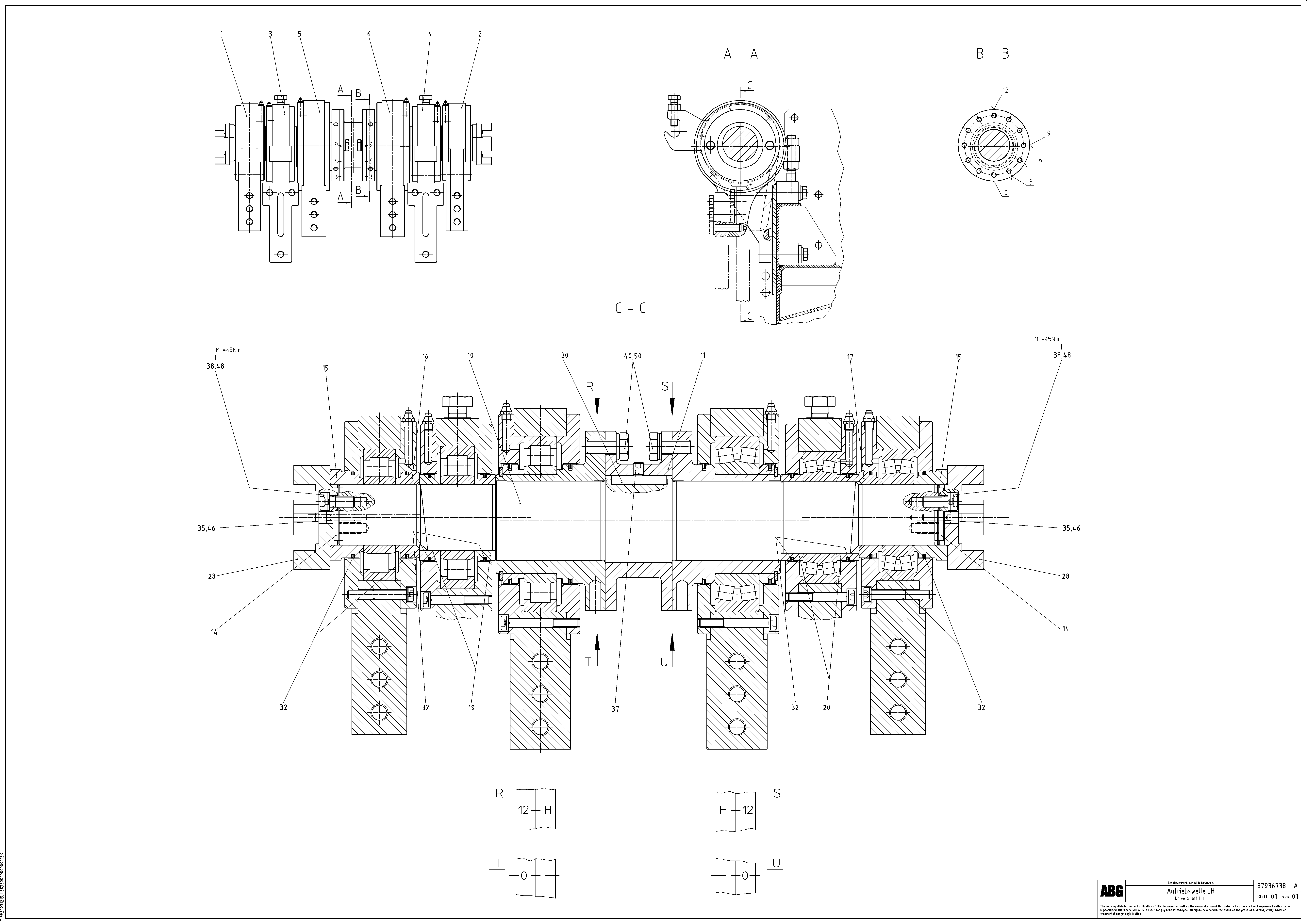 Схема запчастей Volvo ABG8820 - 95147 Tamper drive shaft for extension VDT 121 ATT. SCREEDS 2,5 -13,0M ABG8820/ABG8820B