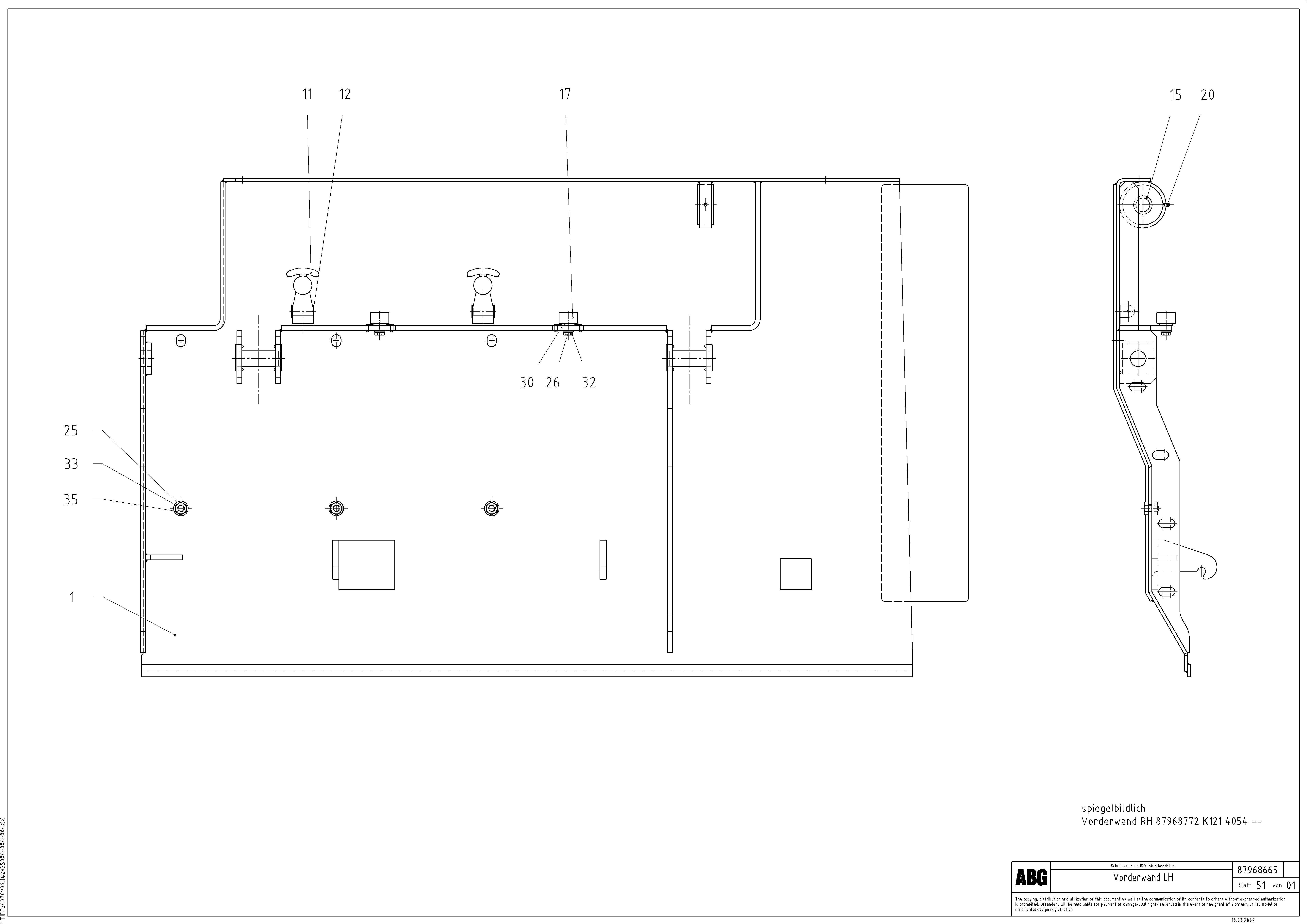 Схема запчастей Volvo ABG8820 - 68145 Deflector for basic screed VDT 121 VARIO ATT.SCREED 9,0 - 12,0M ABG8820/ABG8820B