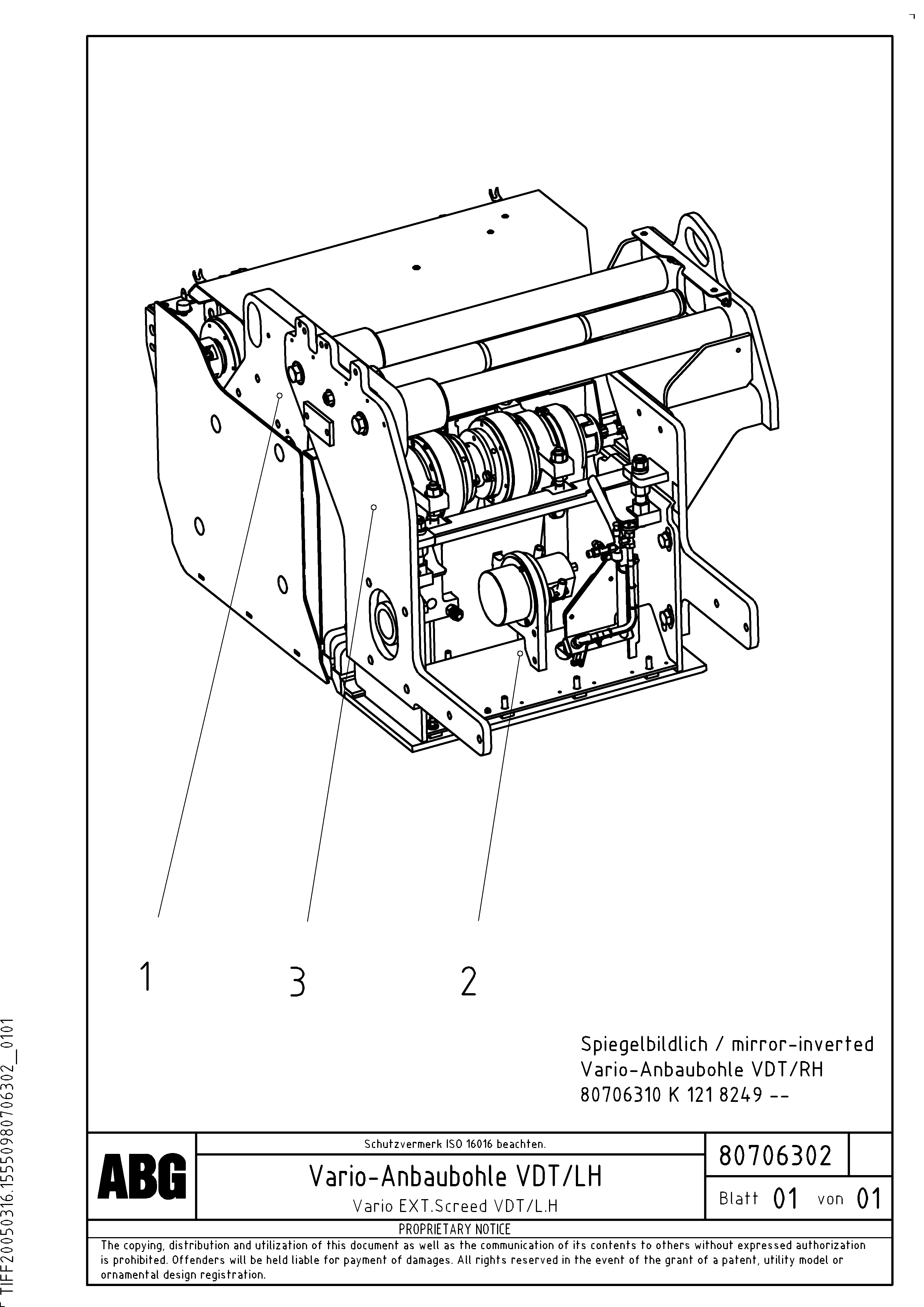 Схема запчастей Volvo ABG8820 - 70670 Vario extended screed VDT 121 VARIO ATT.SCREED 9,0 - 12,0M ABG8820/ABG8820B