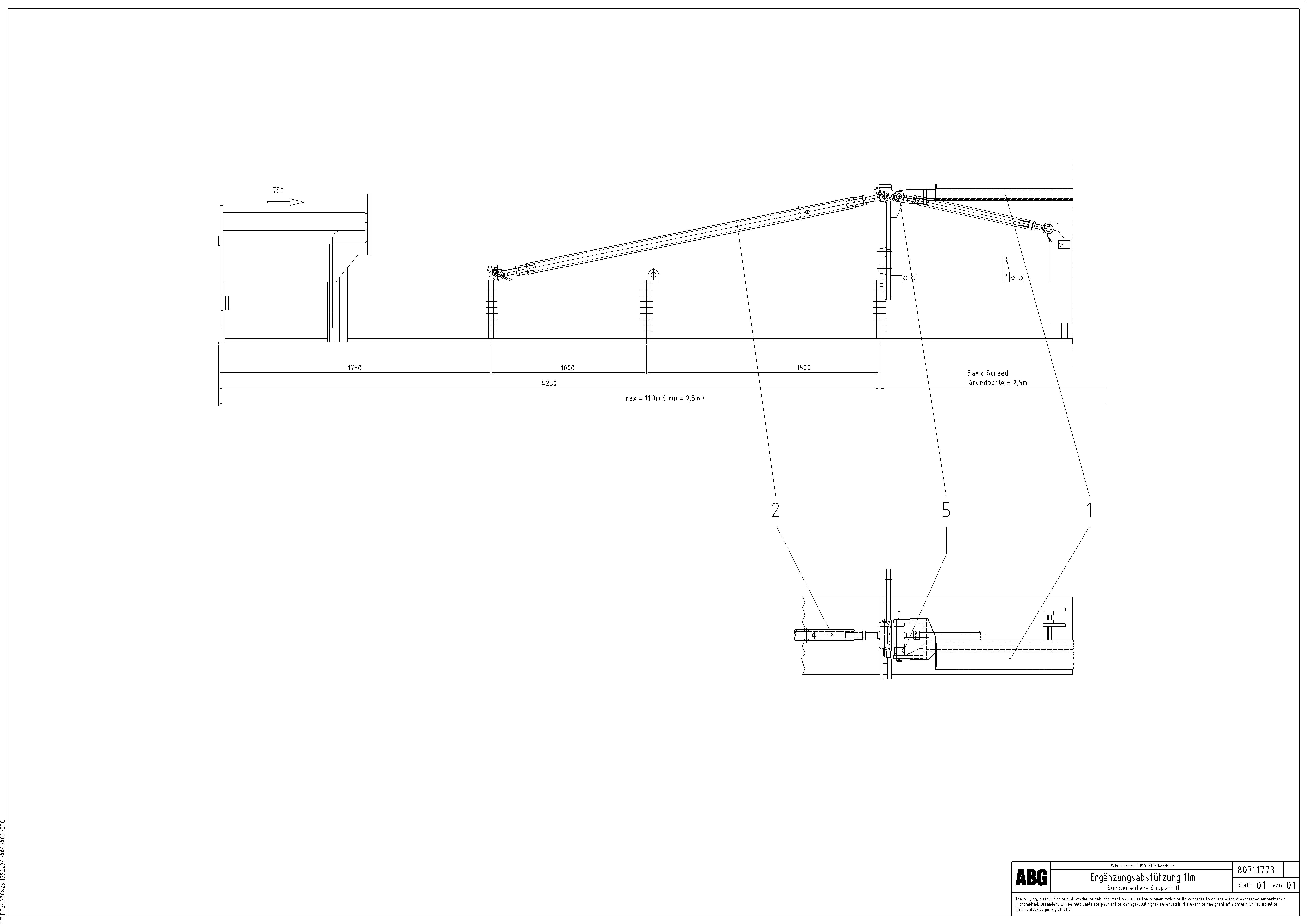 Схема запчастей Volvo ABG8820 - 69432 Screed support for basic screed and extensions VDT 121 VARIO ATT.SCREED 9,0 - 12,0M ABG8820/ABG8820B