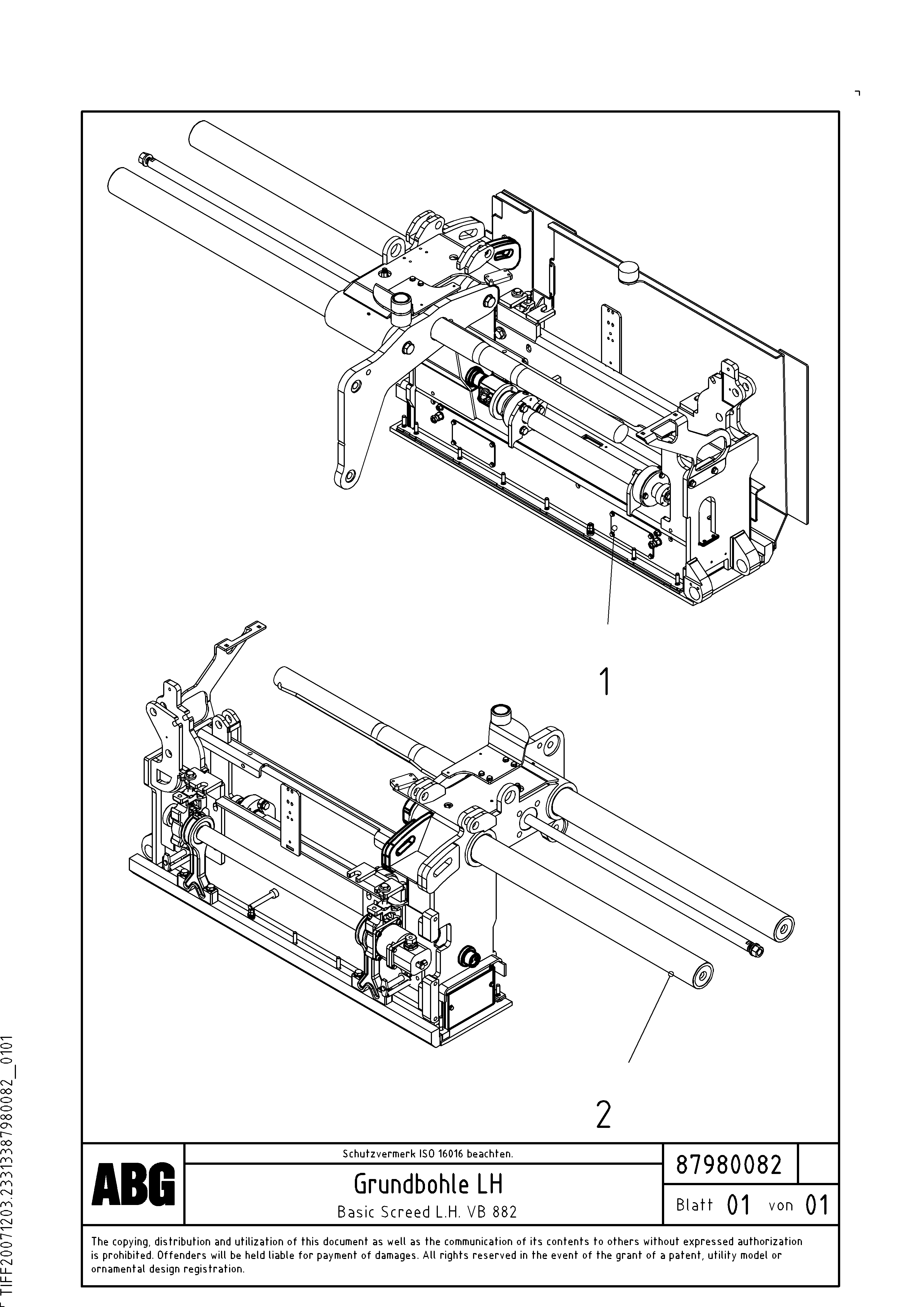 Схема запчастей Volvo ABG8820 - 75407 Basic screed VB 88 GTC ATT. SCREEDS 3,0 -10,0M ABG8820/ABG8820B