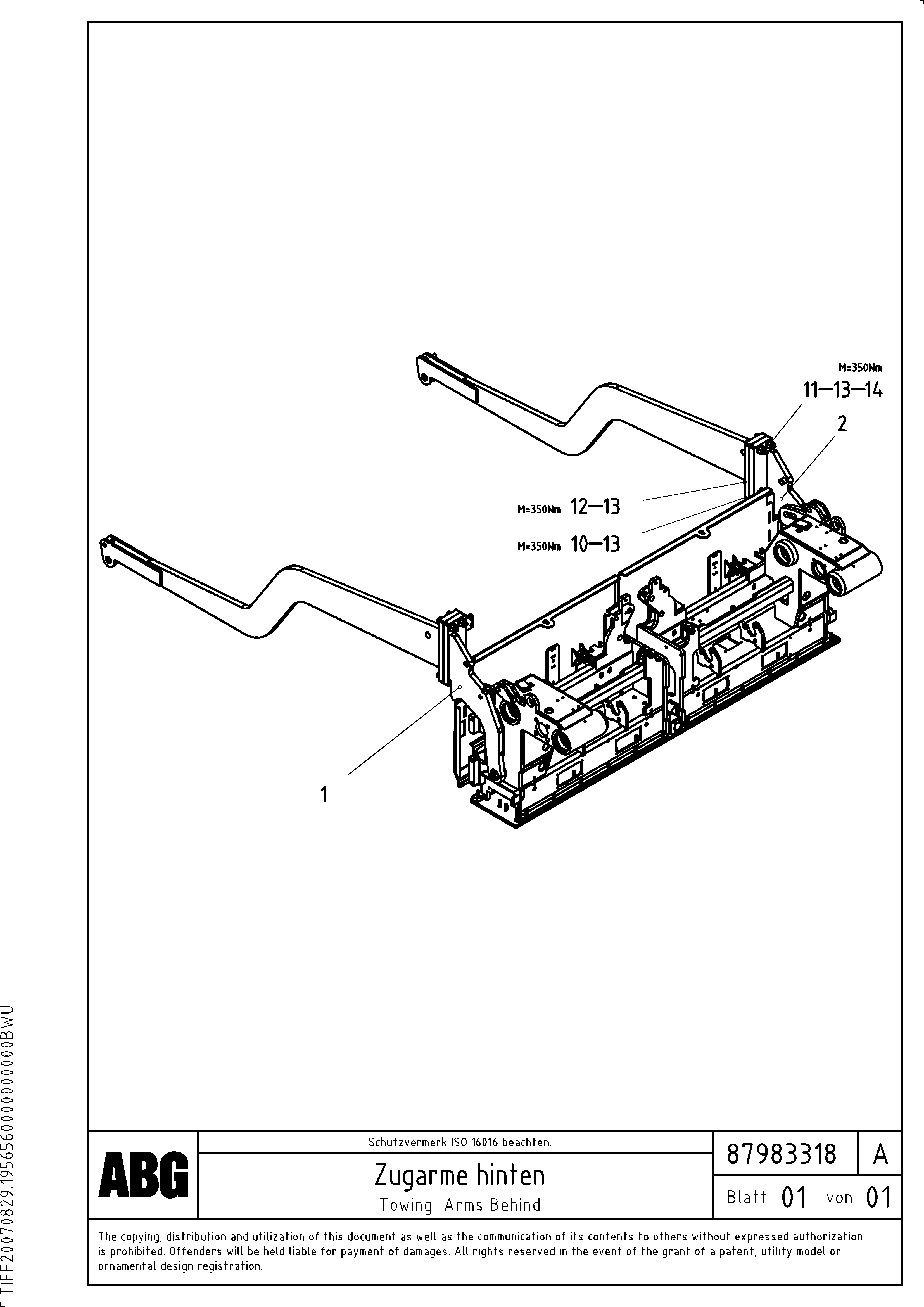 Схема запчастей Volvo ABG8820 - 69560 Towing arm behind VB 88 GTC ATT. SCREEDS 3,0 -10,0M ABG8820/ABG8820B