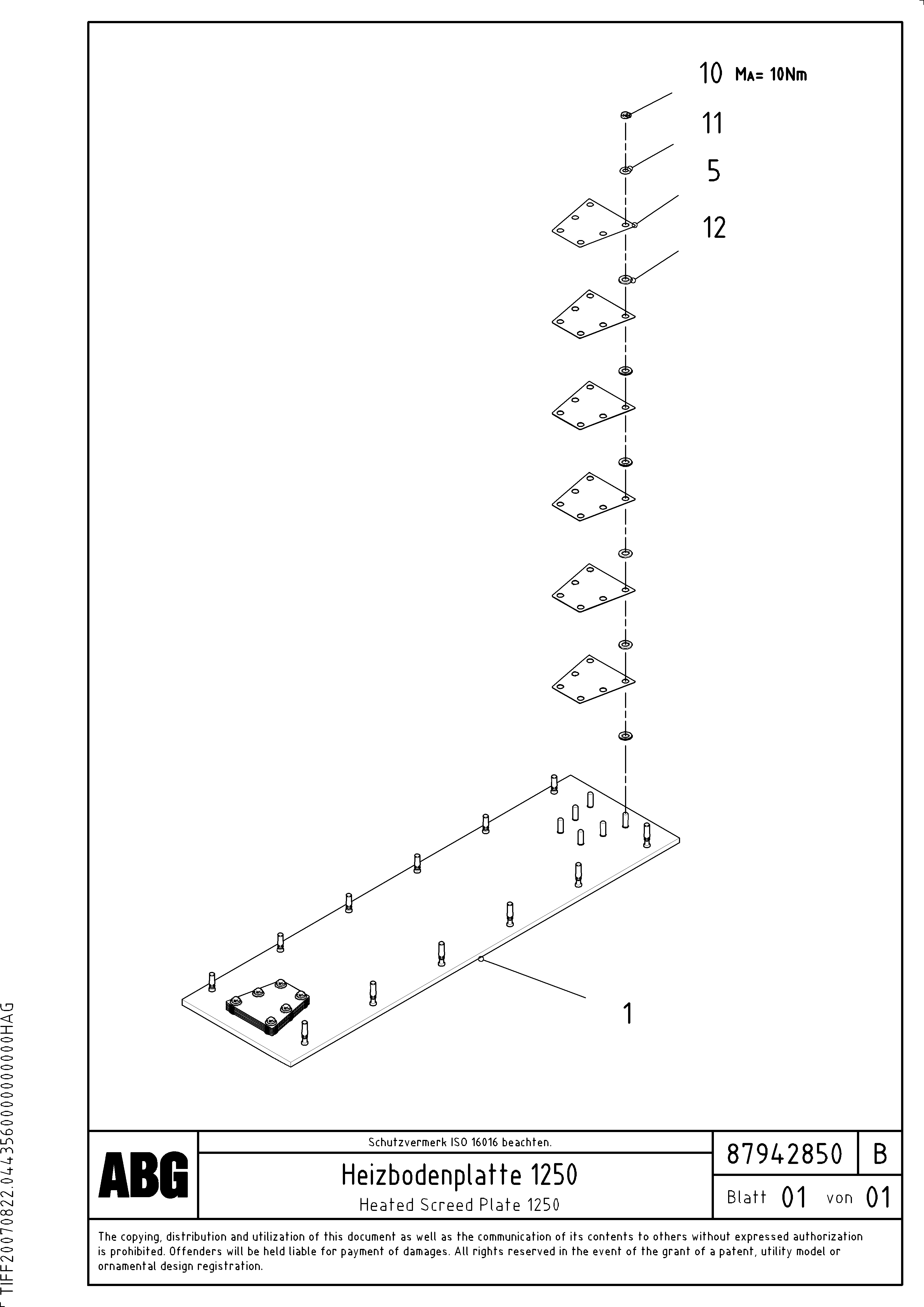 Схема запчастей Volvo ABG8820 - 67759 Heated base plate for extension VB 88 GTC ATT. SCREEDS 3,0 -10,0M ABG8820/ABG8820B