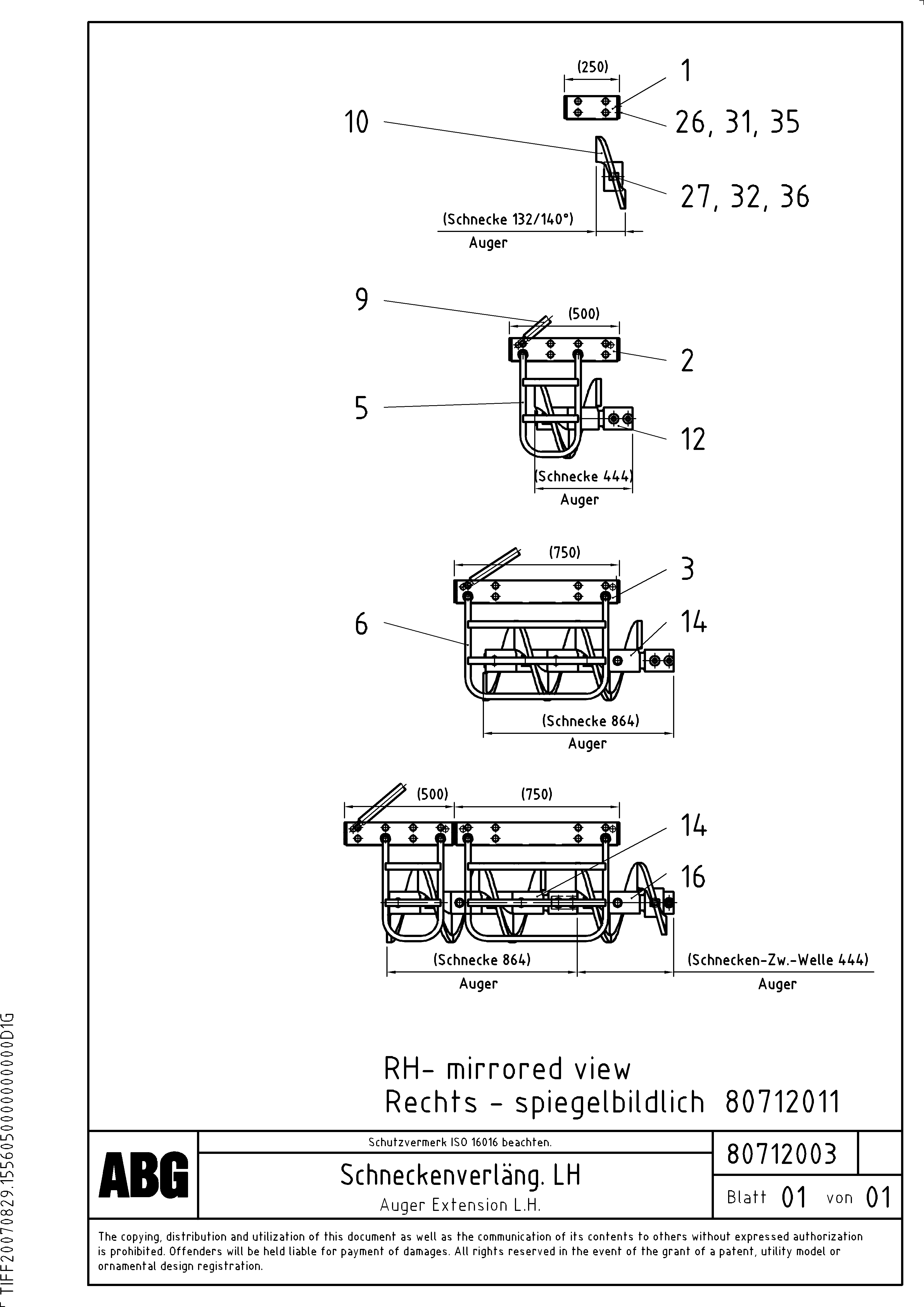 Схема запчастей Volvo ABG8820 - 67222 Auger extension VDT 121 VARIO ATT.SCREED 9,0 - 12,0M ABG8820/ABG8820B