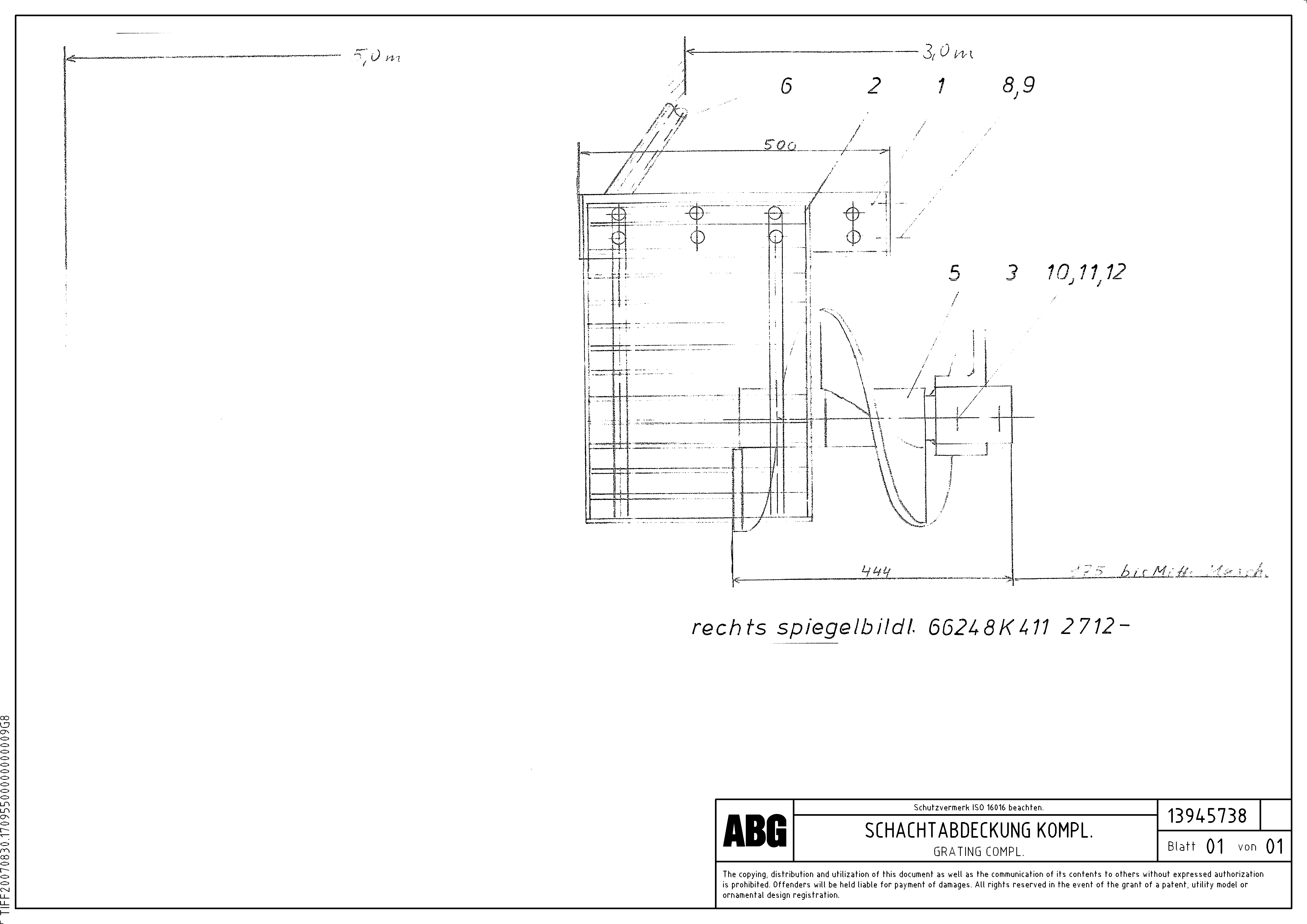 Схема запчастей Volvo ABG8820 - 79814 Auger extension VDT-V 88 GTC ATT. SCREEDS 3,0 - 9,0M ABG8820/ABG8820B