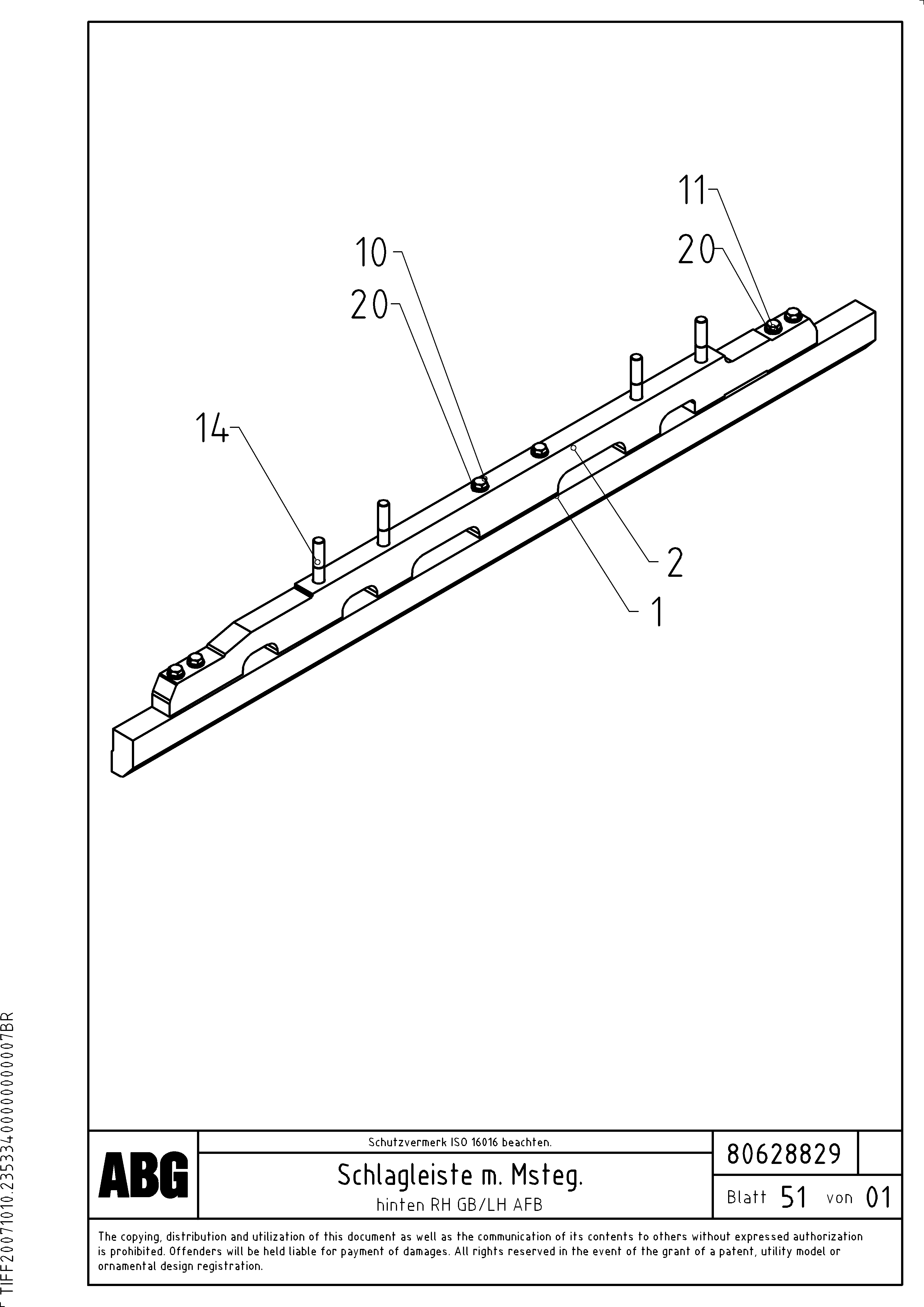 Схема запчастей Volvo ABG8820 - 76673 Tamper knife with heating for basic and extandable screed VDT-V 88 GTC ATT. SCREEDS 3,0 - 9,0M ABG8820/ABG8820B