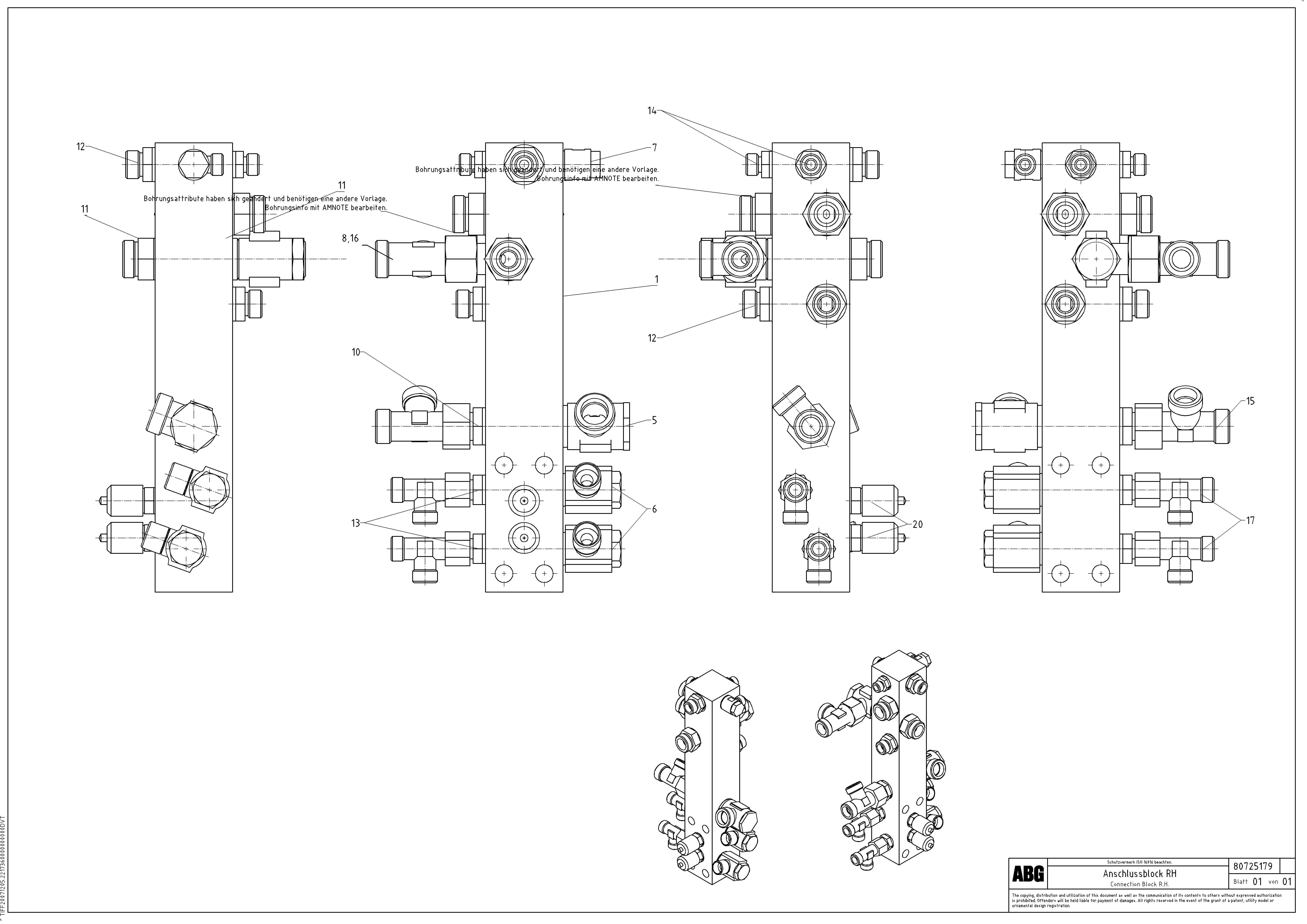 Схема запчастей Volvo ABG8820 - 77402 Connection block on basic screed VDT-V 88 ETC ATT. SCREEDS 3,0 - 9,0M ABG8820, ABG8820B