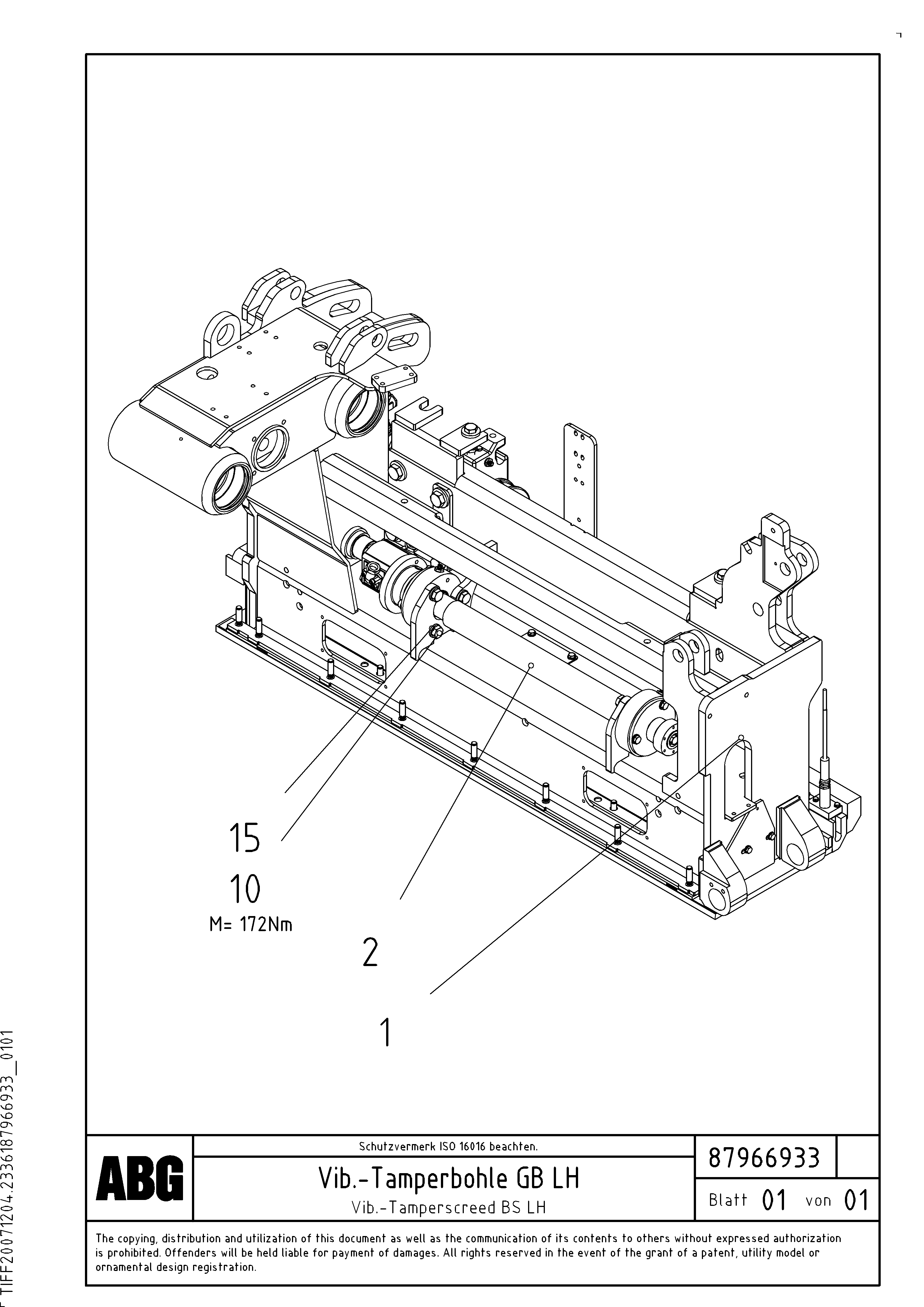 Схема запчастей Volvo ABG8820 - 75184 Vibratory - tamper screed for basic screed VDT-V 88 ETC ATT. SCREEDS 3,0 - 9,0M ABG8820, ABG8820B
