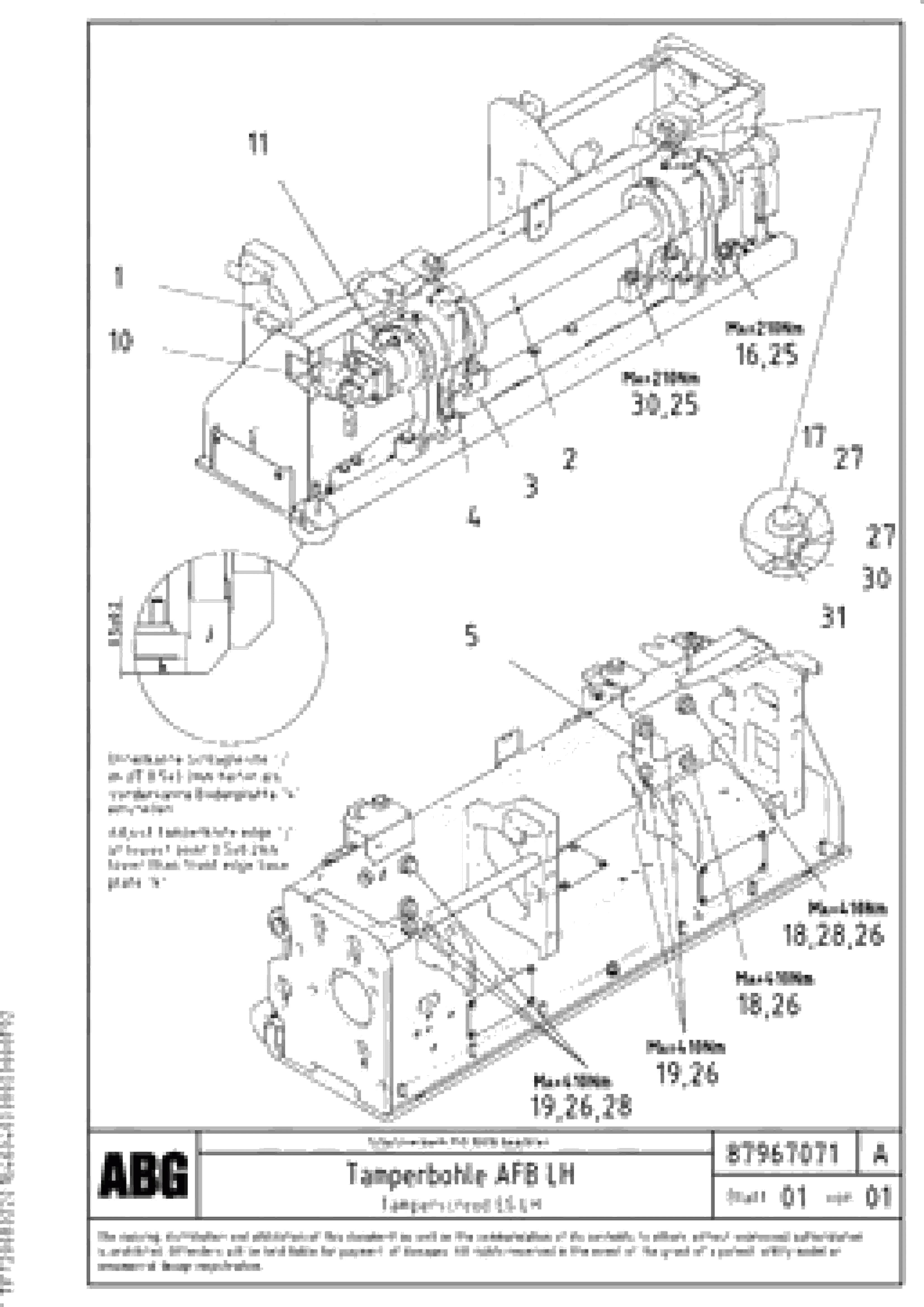 Схема запчастей Volvo ABG8820 - 81155 Tamper screed on extendable screed VDT-V 88 ETC ATT. SCREEDS 3,0 - 9,0M ABG8820, ABG8820B