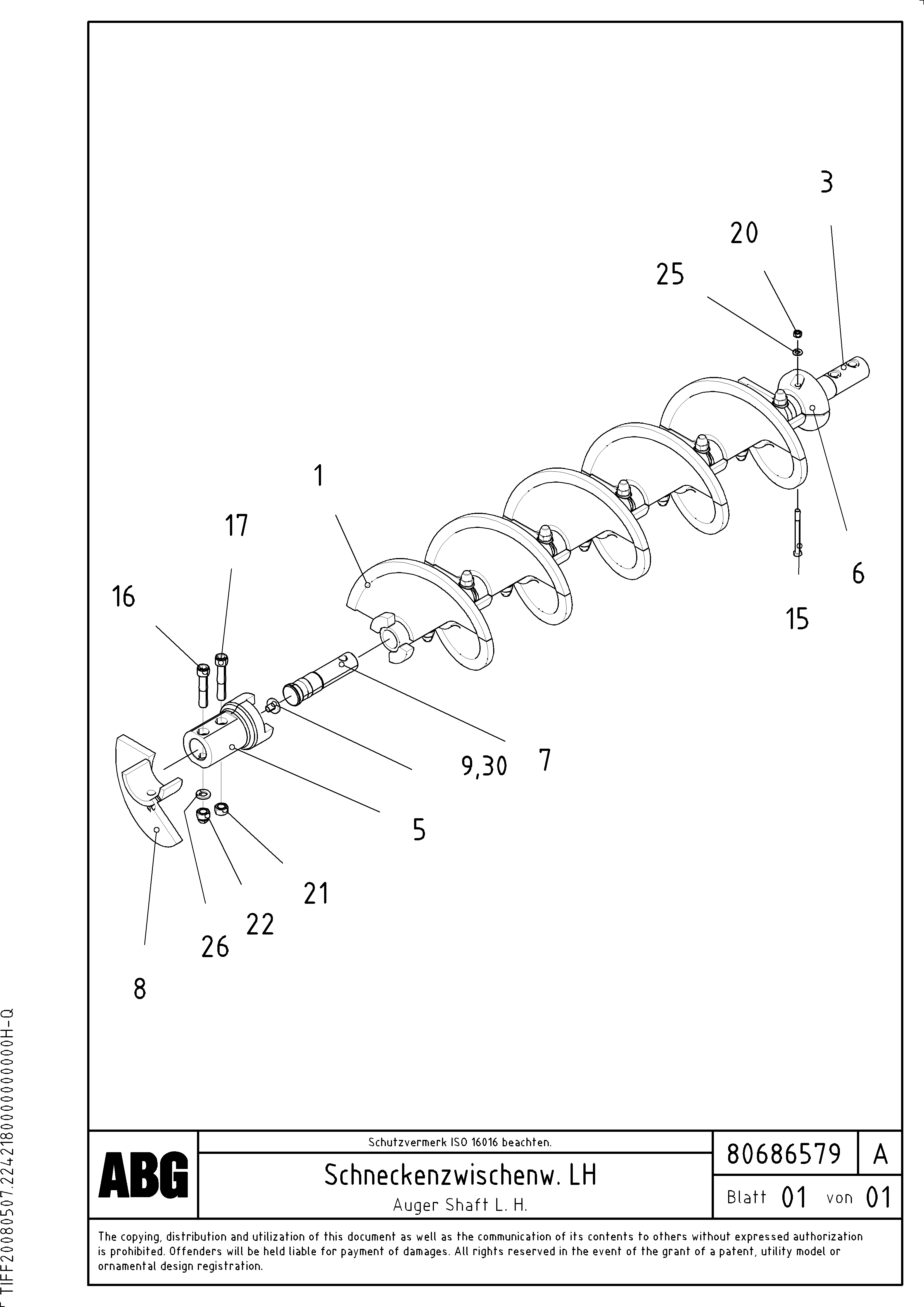 Схема запчастей Volvo ABG8820 - 79462 Auger shaft for auger extension VB 78 GTC ATT. SCREEDS 2,5 - 9,0M ABG8820, ABG8820B