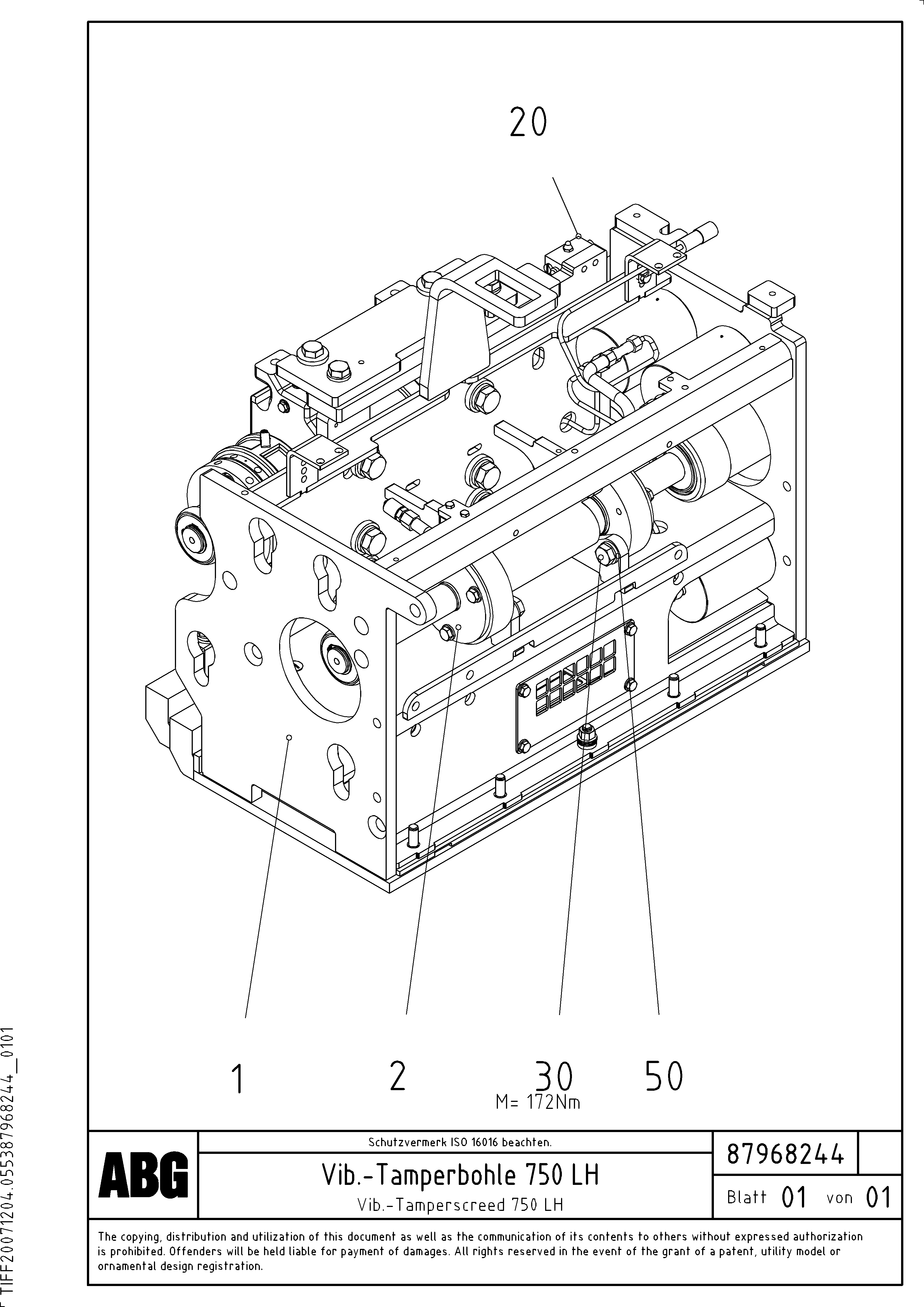 Схема запчастей Volvo ABG8820 - 71949 Vib.-tamperscreed for extension VDT-V 78 GTC ATT. SCREEDS 2,5 - 9,0M AGB8820, AGB8820B