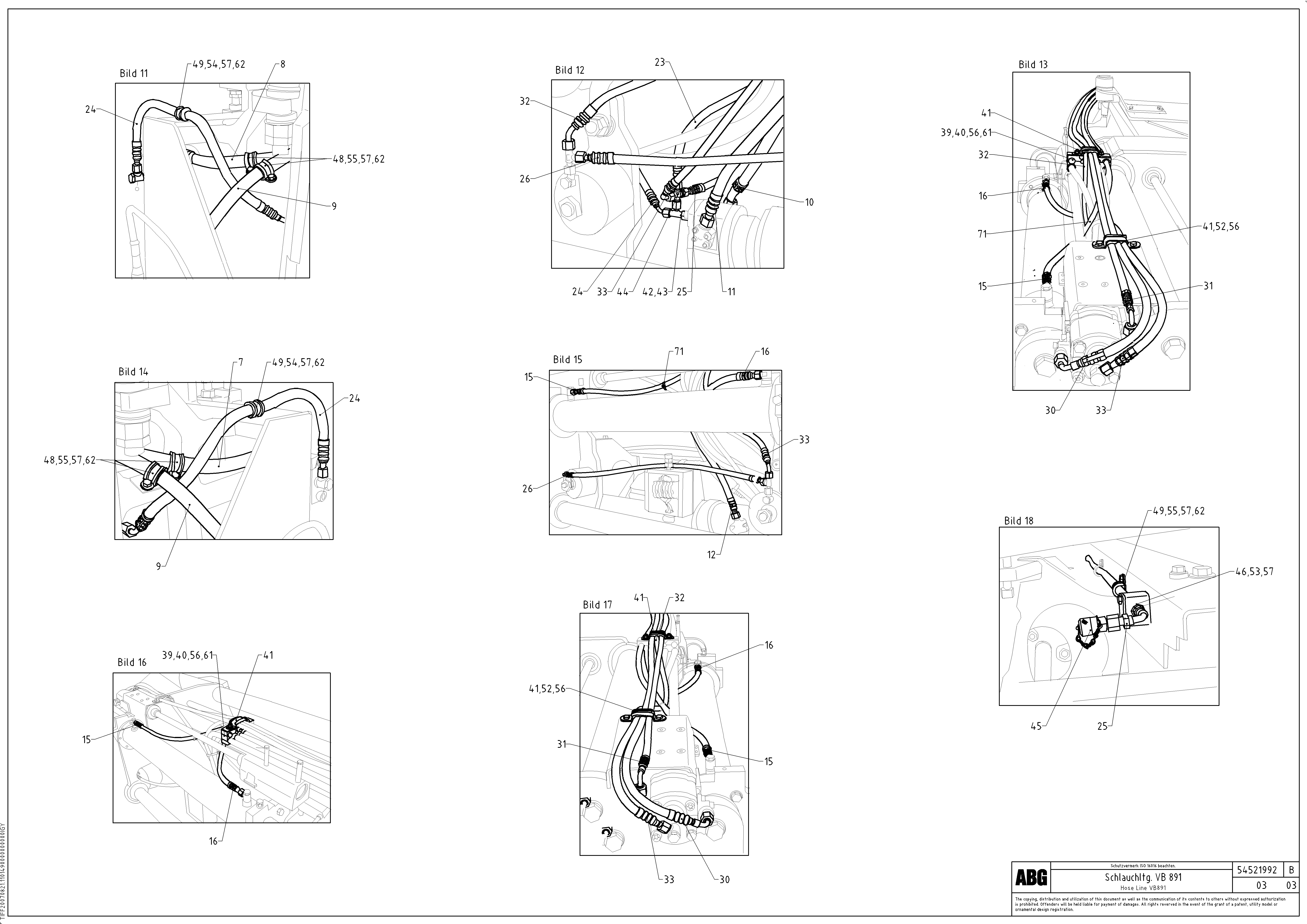 Схема запчастей Volvo ABG8820 - 71806 Hose lines from connection block VB 89 ETC ATT. SCREEDS 3,0 - 9,0M ABG8820, ABG8820B