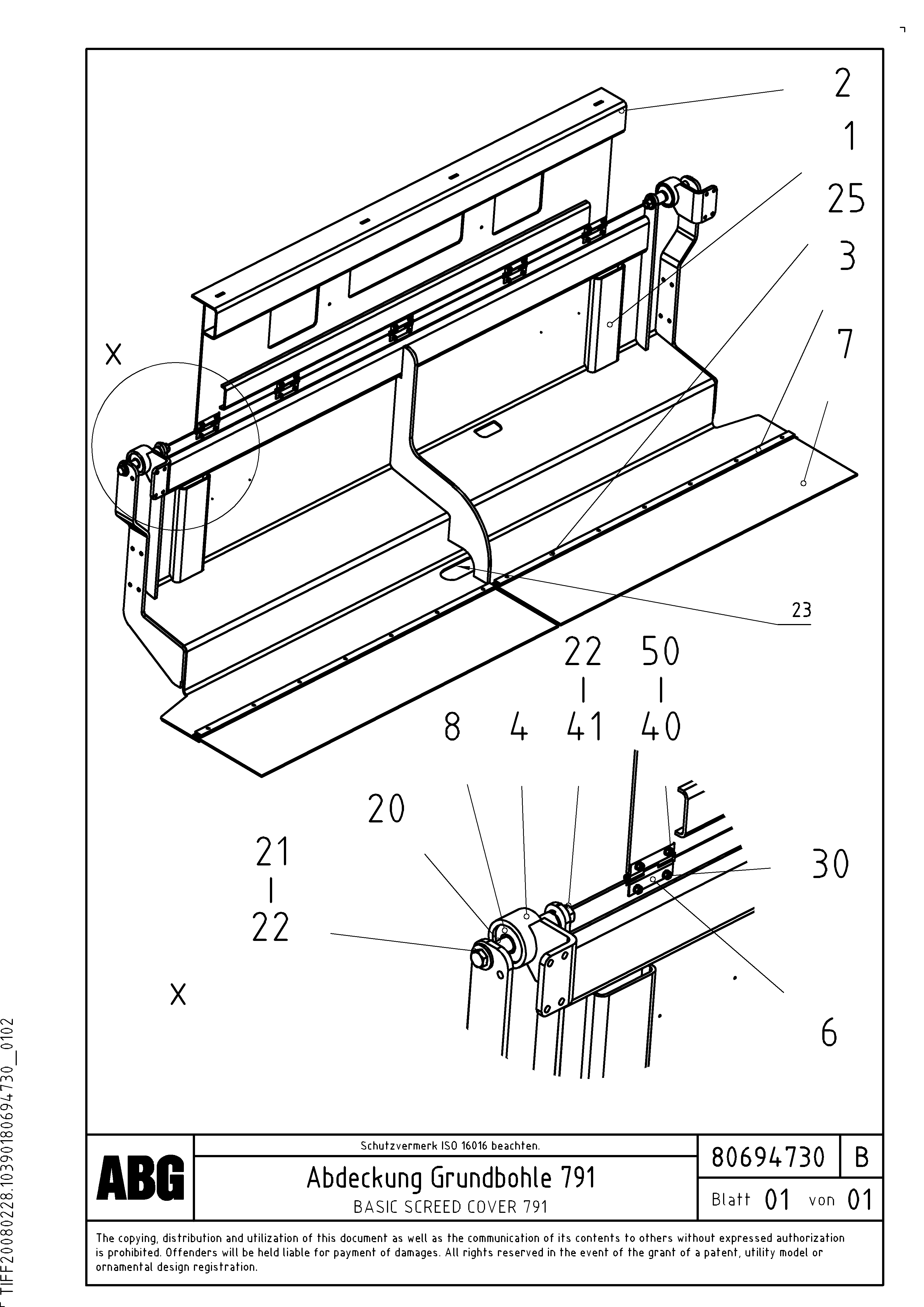 Схема запчастей Volvo ABG8820 - 63425 Screed cover for basic screed VB 79 ETC ATT. SCREEDS 2,5 - 9,0M ABG8820, ABG8820B