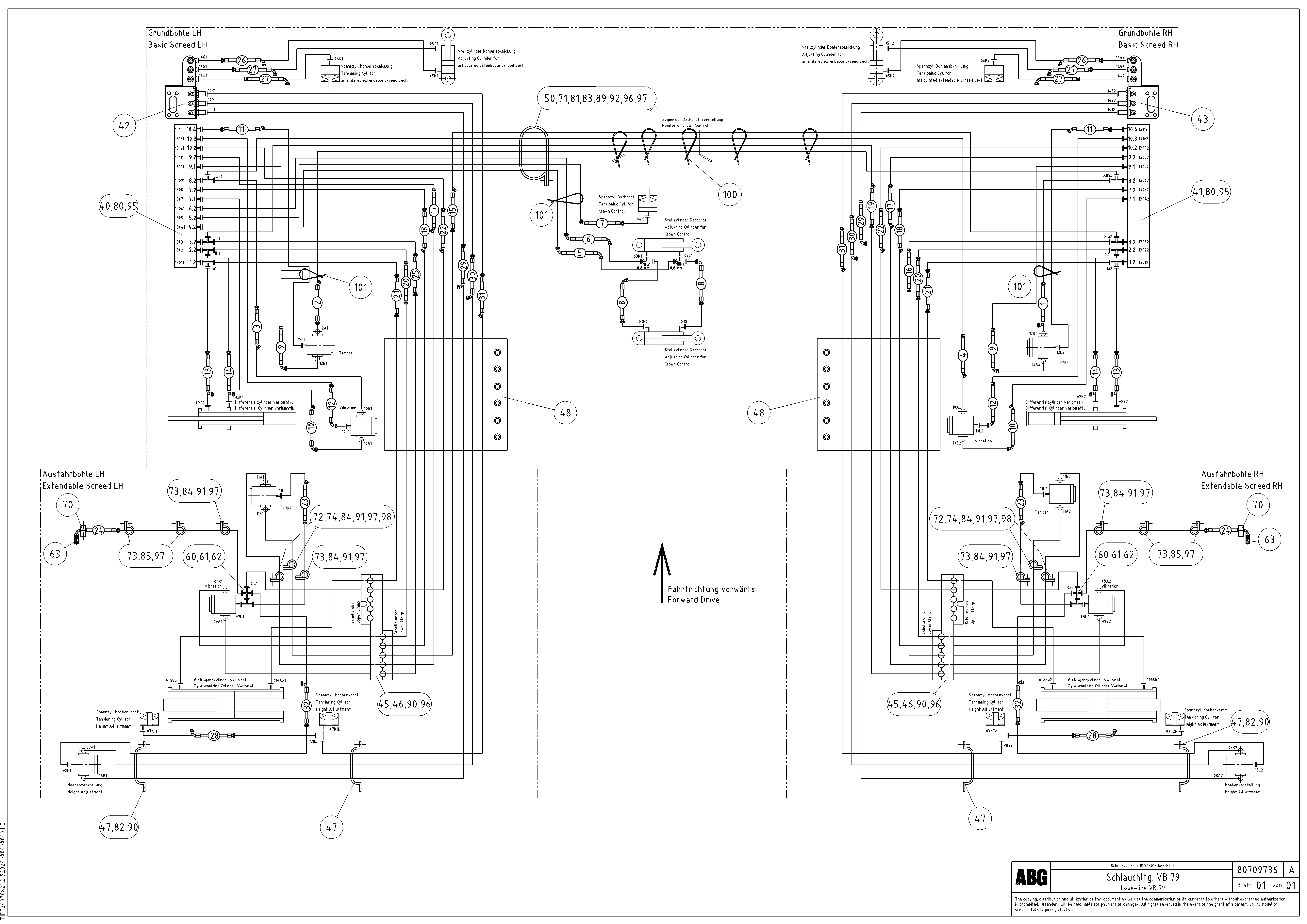 Схема запчастей Volvo ABG8820 - 63547 Hose-kit, screed for basic and extandable screed VB 79 ETC ATT. SCREEDS 2,5 - 9,0M ABG8820, ABG8820B