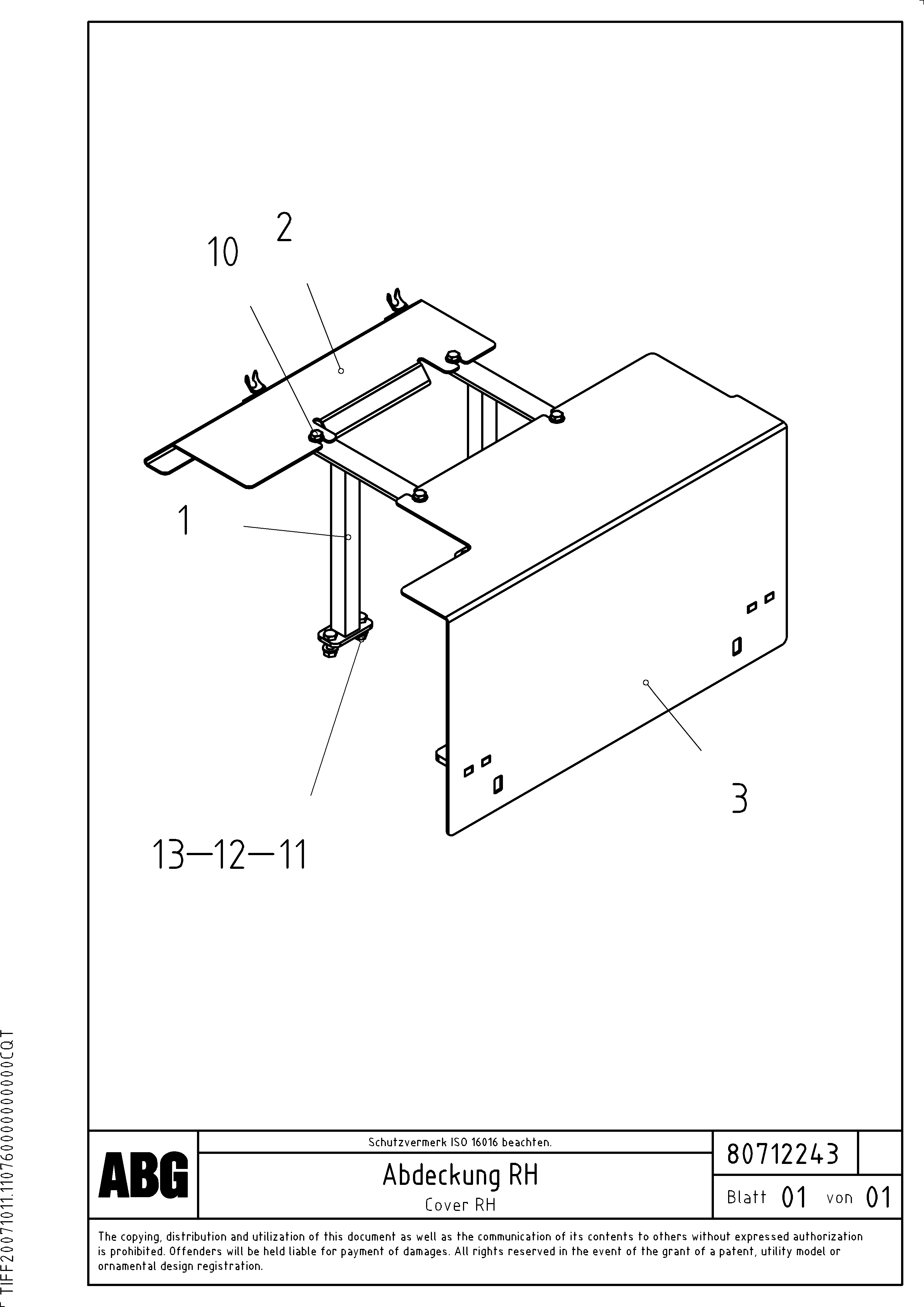 Схема запчастей Volvo ABG8820 - 63074 Screed cover for extandable screed MB 122 VARIO ATT.SCREEDS 4,5 -12,0M ABG8820, ABG8820B