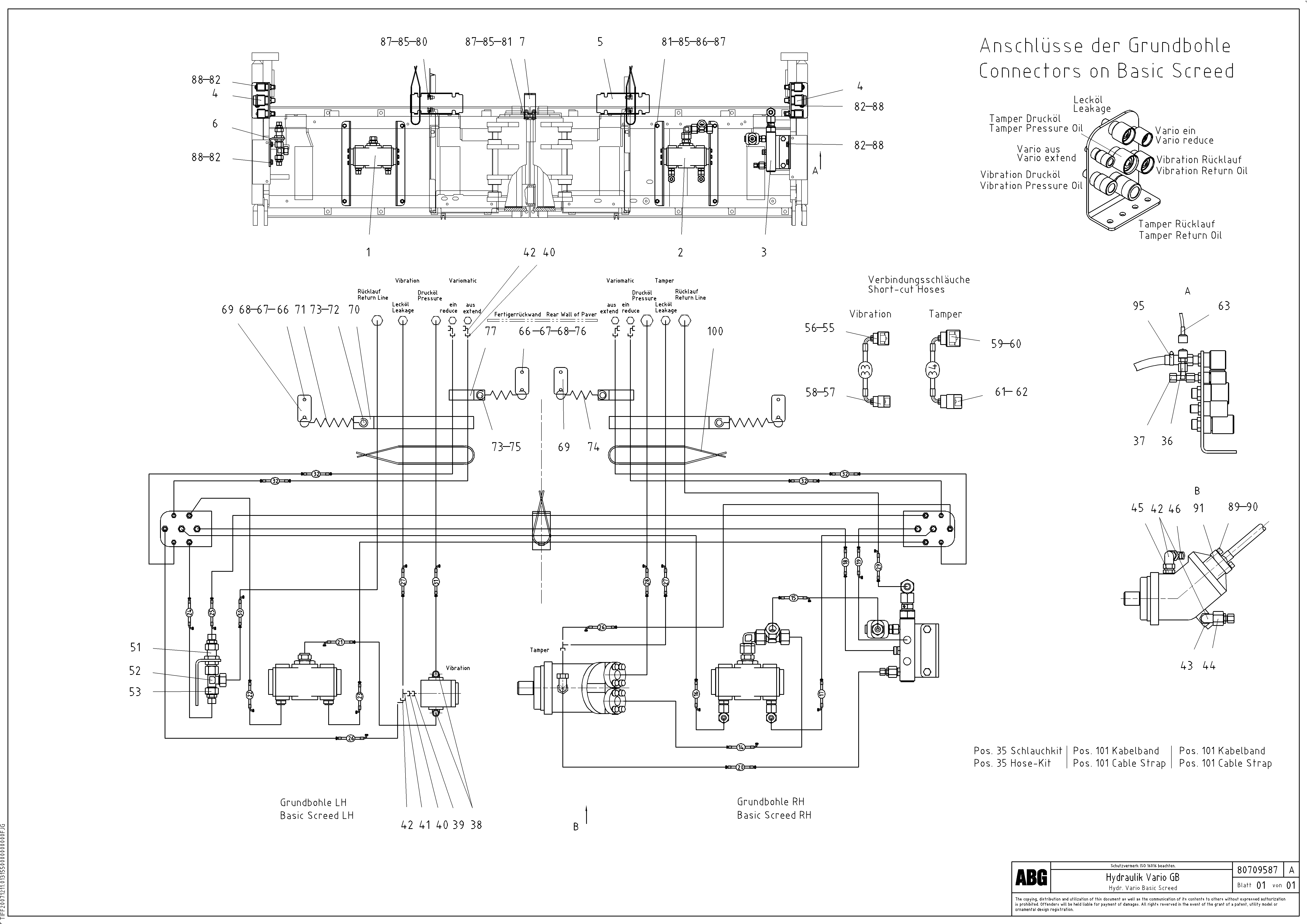 Схема запчастей Volvo ABG8820 - 64346 Hose-kit, screed for basic and extandable screed MB 122 VARIO ATT.SCREEDS 4,5 -12,0M ABG8820, ABG8820B
