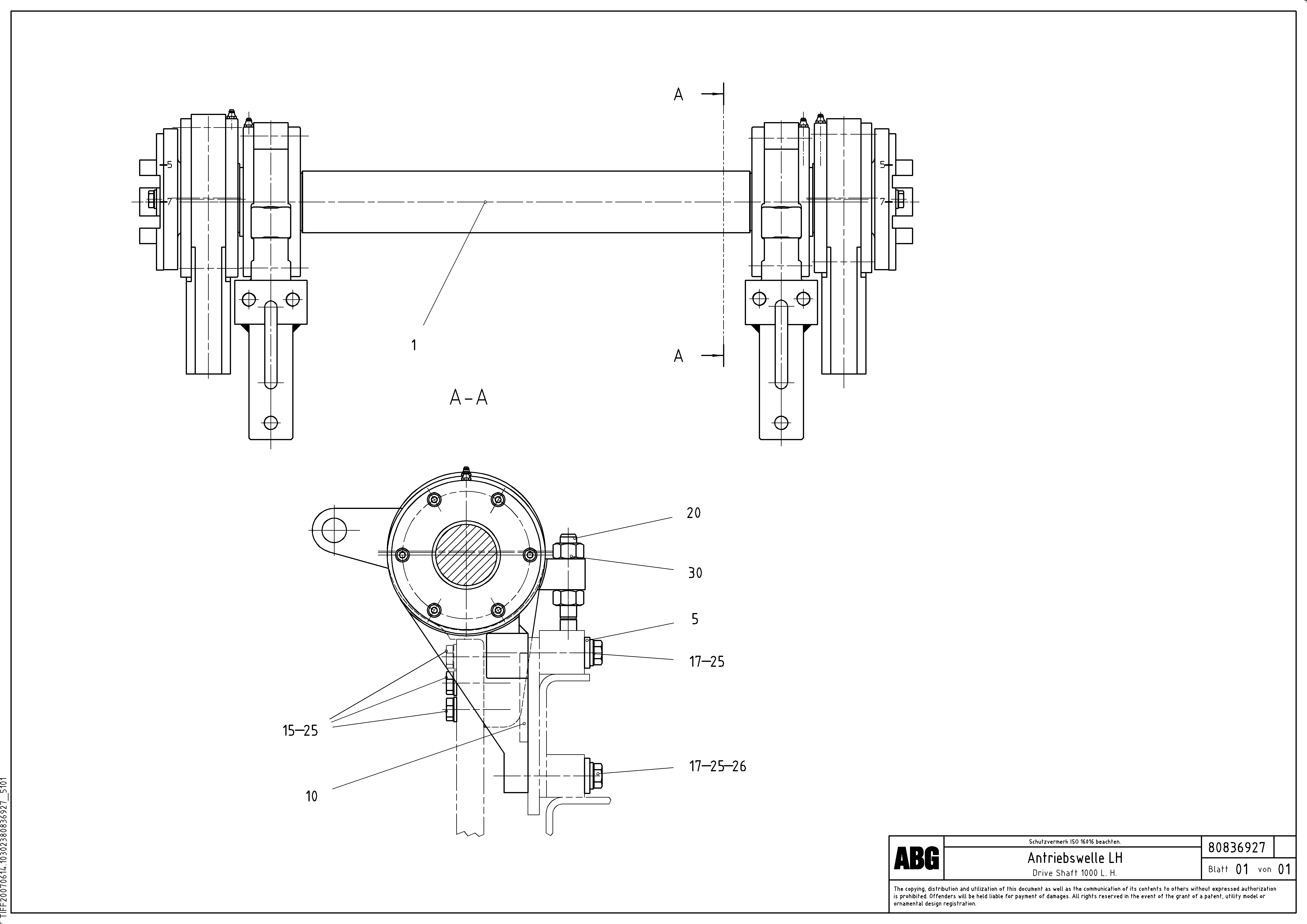 Схема запчастей Volvo ABG8820 - 65204 Drive shaft for extension MB 122 VARIO ATT.SCREEDS 4,5 -12,0M ABG8820, ABG8820B