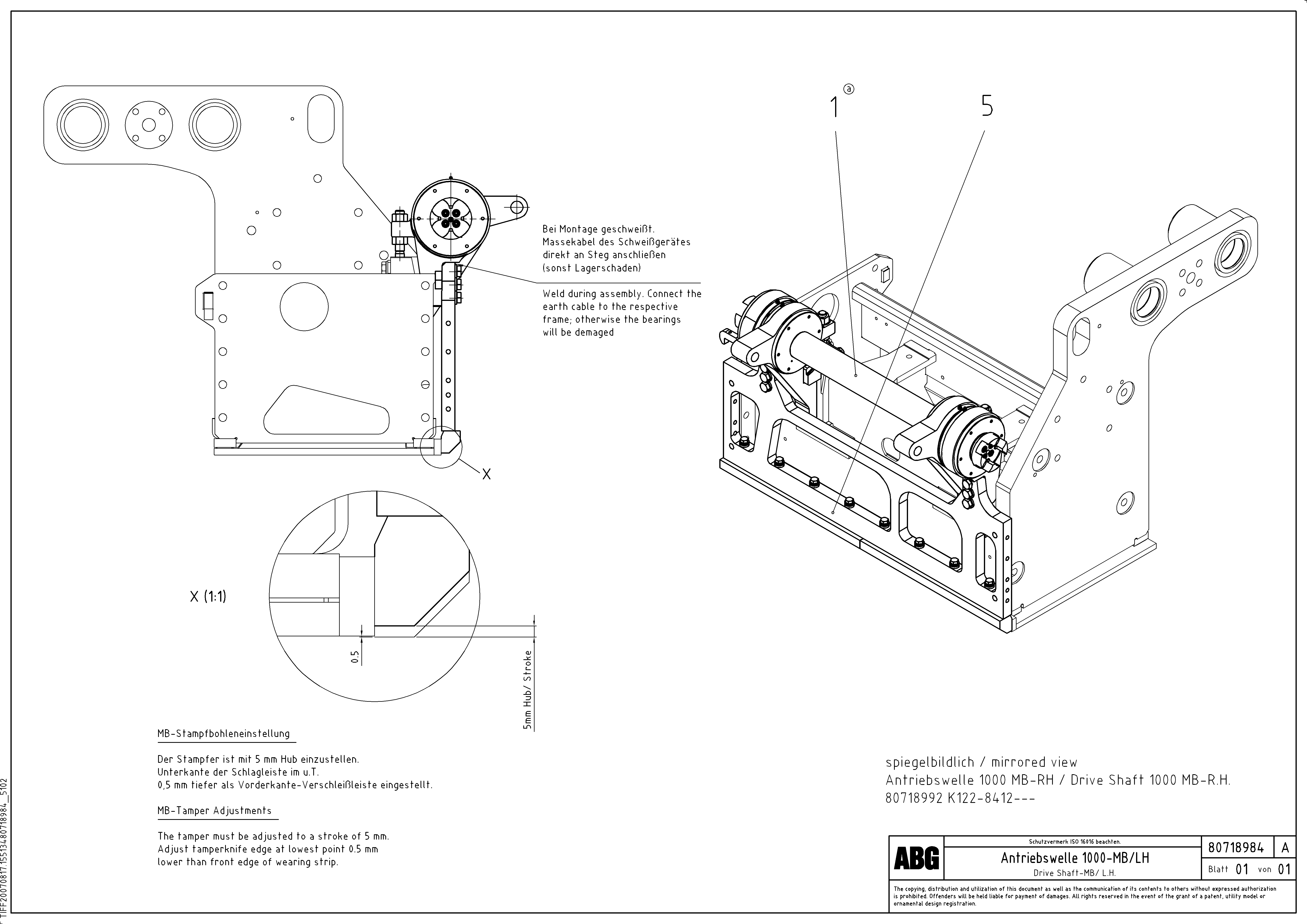 Схема запчастей Volvo ABG8820 - 69242 Drive shaft for extension MB 122 VARIO ATT.SCREEDS 4,5 -12,0M ABG8820, ABG8820B