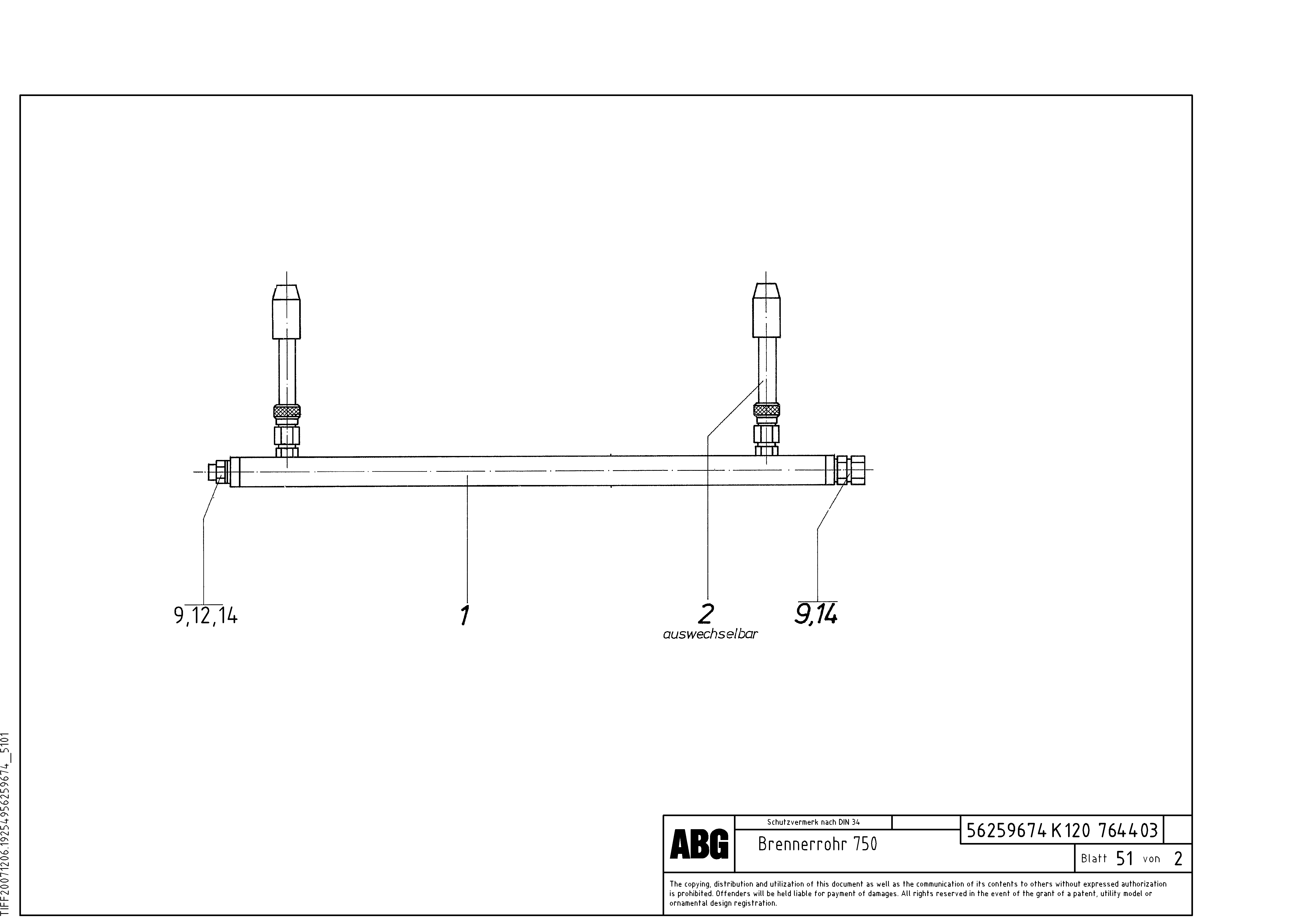 Схема запчастей Volvo ABG8820 - 83483 Burner tube for extension VDT 121 ATT. SCREEDS 2,5 -13,0M ABG8820/ABG8820B