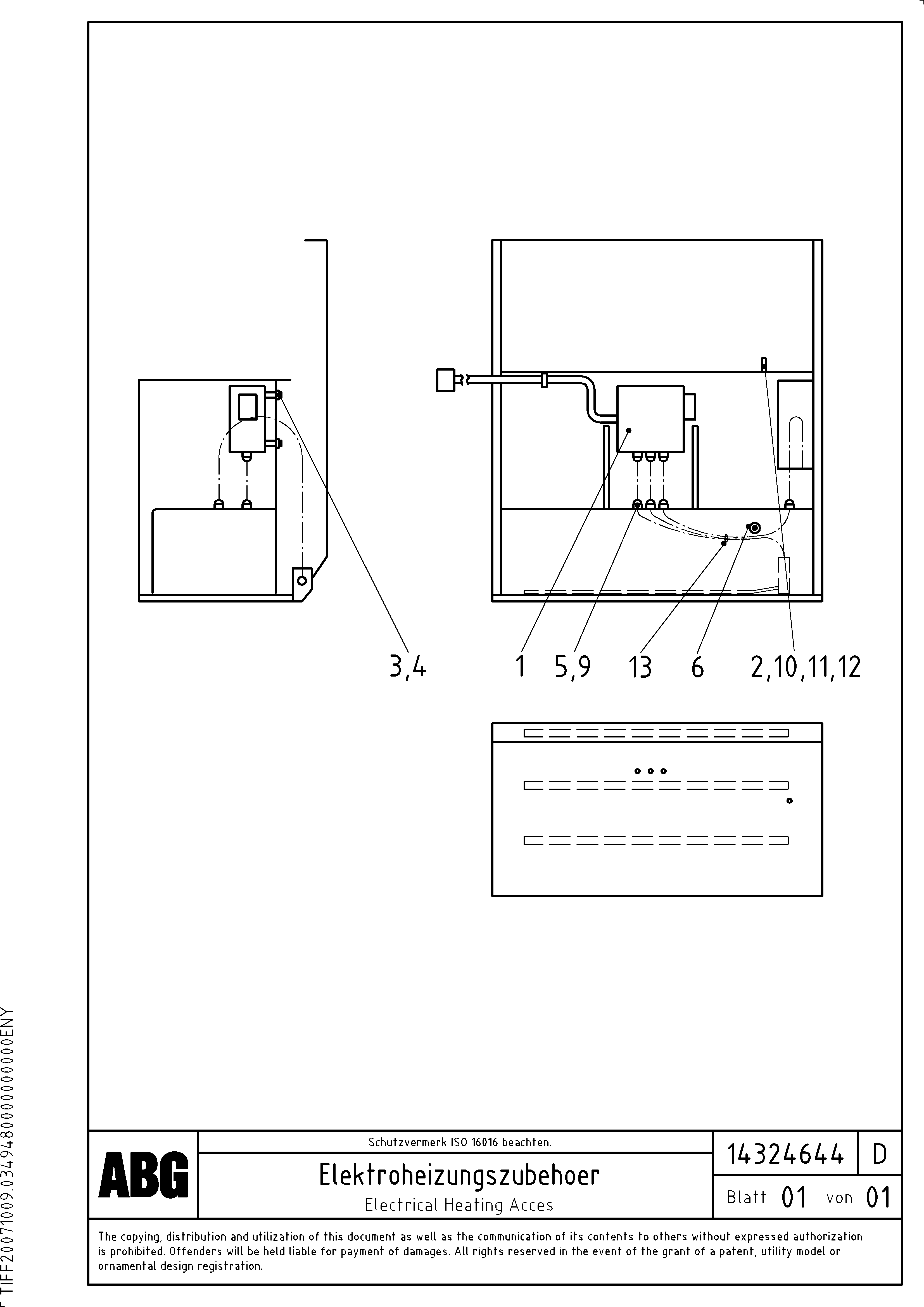Схема запчастей Volvo ABG8820 - 66433 Electrical heating acces for extension VB 79 ETC ATT. SCREEDS 2,5 - 9,0M ABG8820, ABG8820B