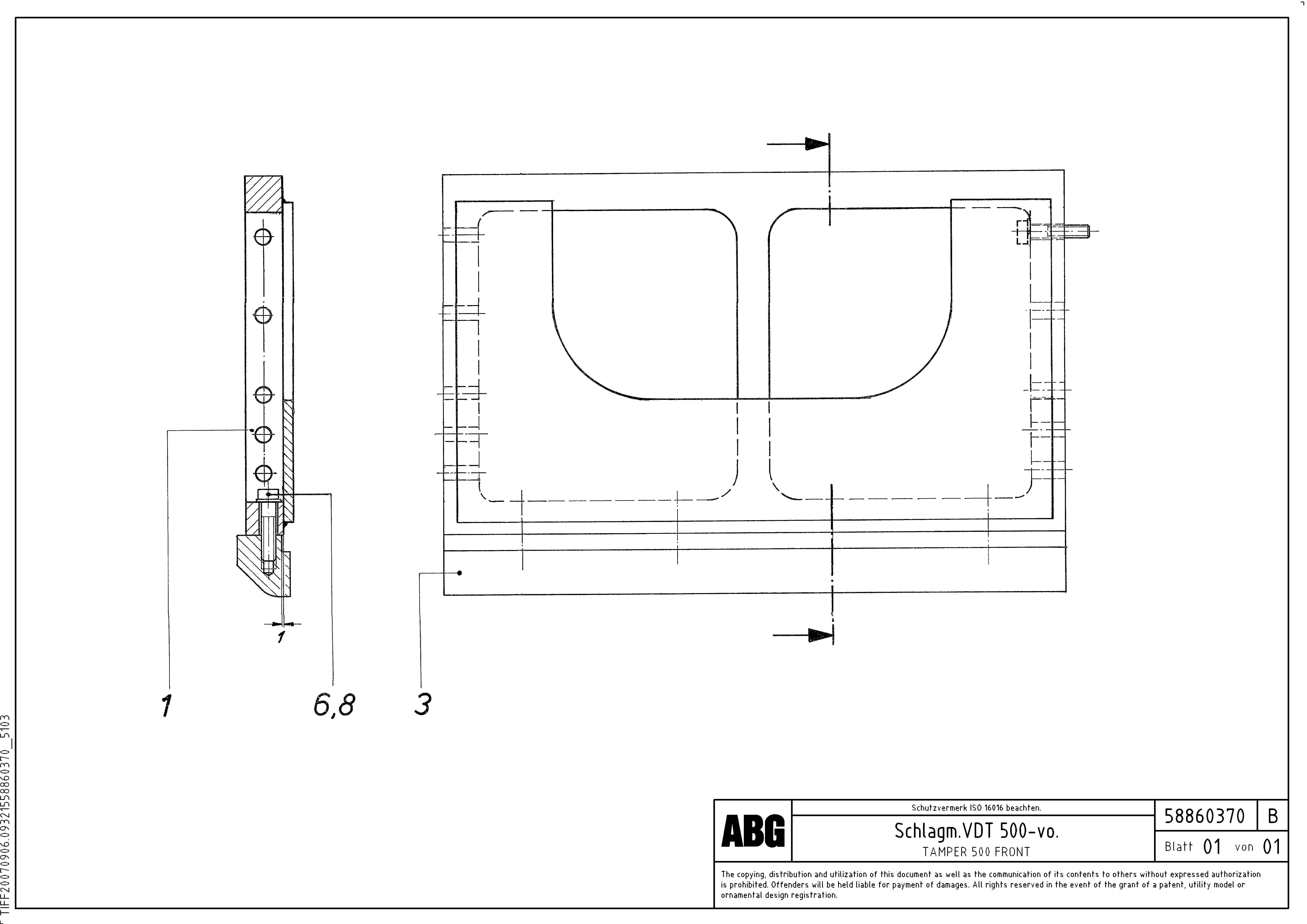 Схема запчастей Volvo ABG8820 - 70780 Tamper for extension VDT 121 VARIO ATT.SCREED 9,0 - 12,0M ABG8820/ABG8820B
