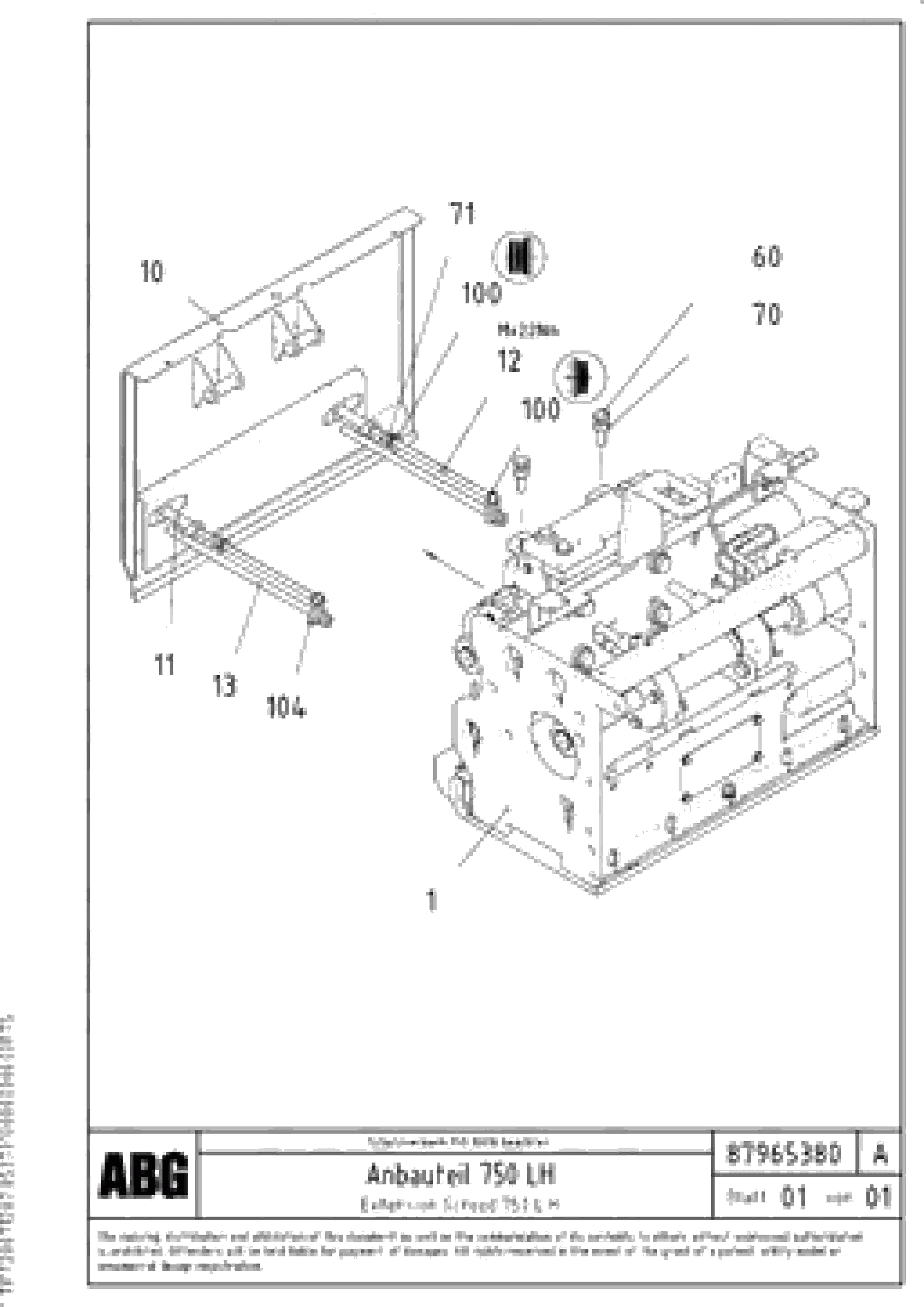 Схема запчастей Volvo ABG8820 - 66750 Deflector for extension VDT-V 89 ETC ATT. SCREEDS 3,0 - 9,0M ABG8820, ABG8820B