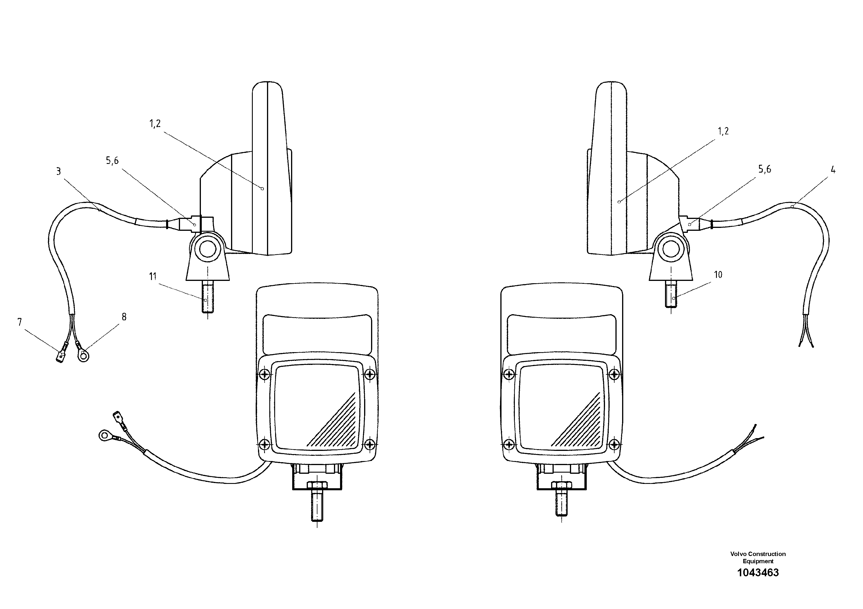 Схема запчастей Volvo ABG9820 - 93903 Work Lights 4 Pcs ABG9820 S/N 20812 -