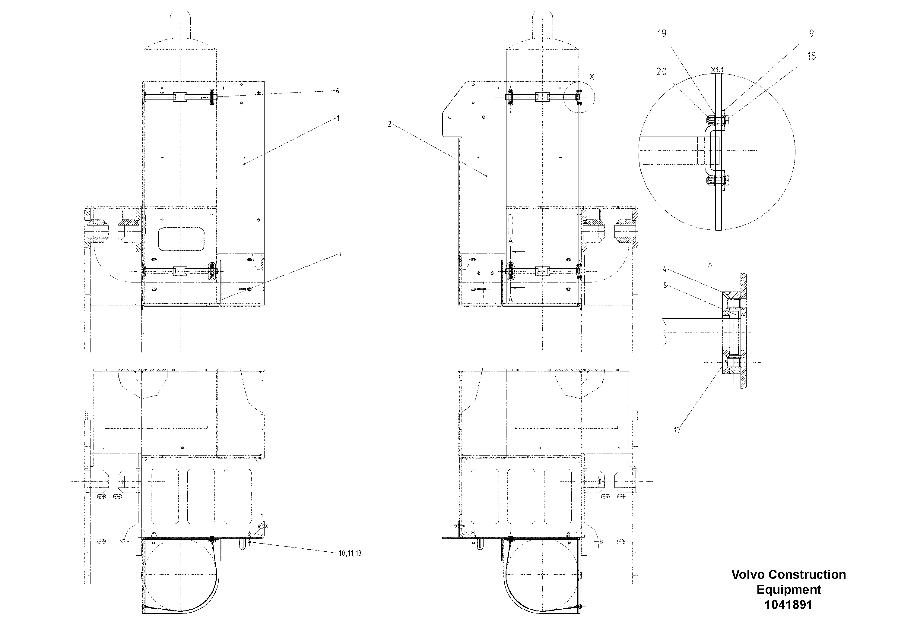 Схема запчастей Volvo ABG9820 - 64368 Gas cylinder Support Assembly ABG9820 S/N 20812 -