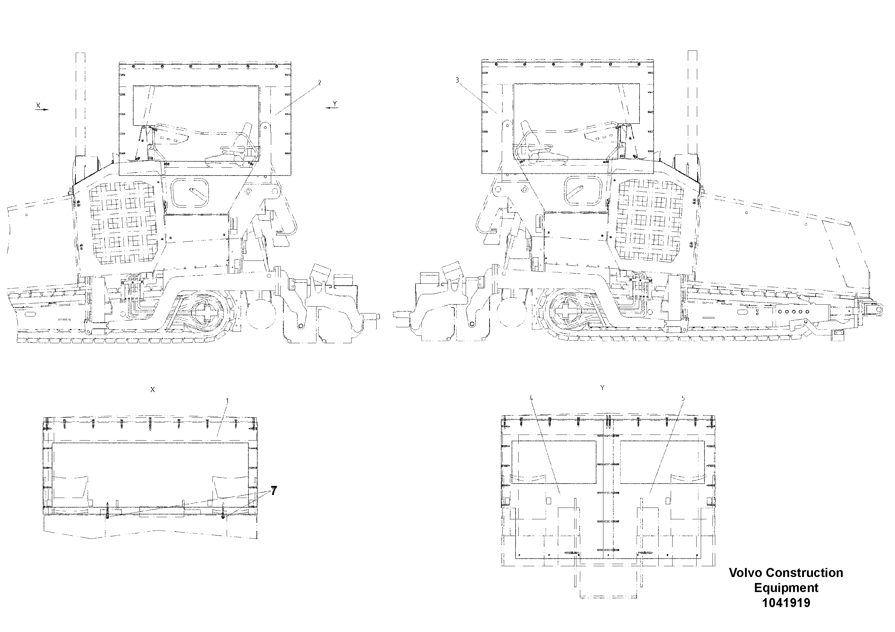 Схема запчастей Volvo ABG9820 - 87633 Side covers ABG9820 S/N 20812 -
