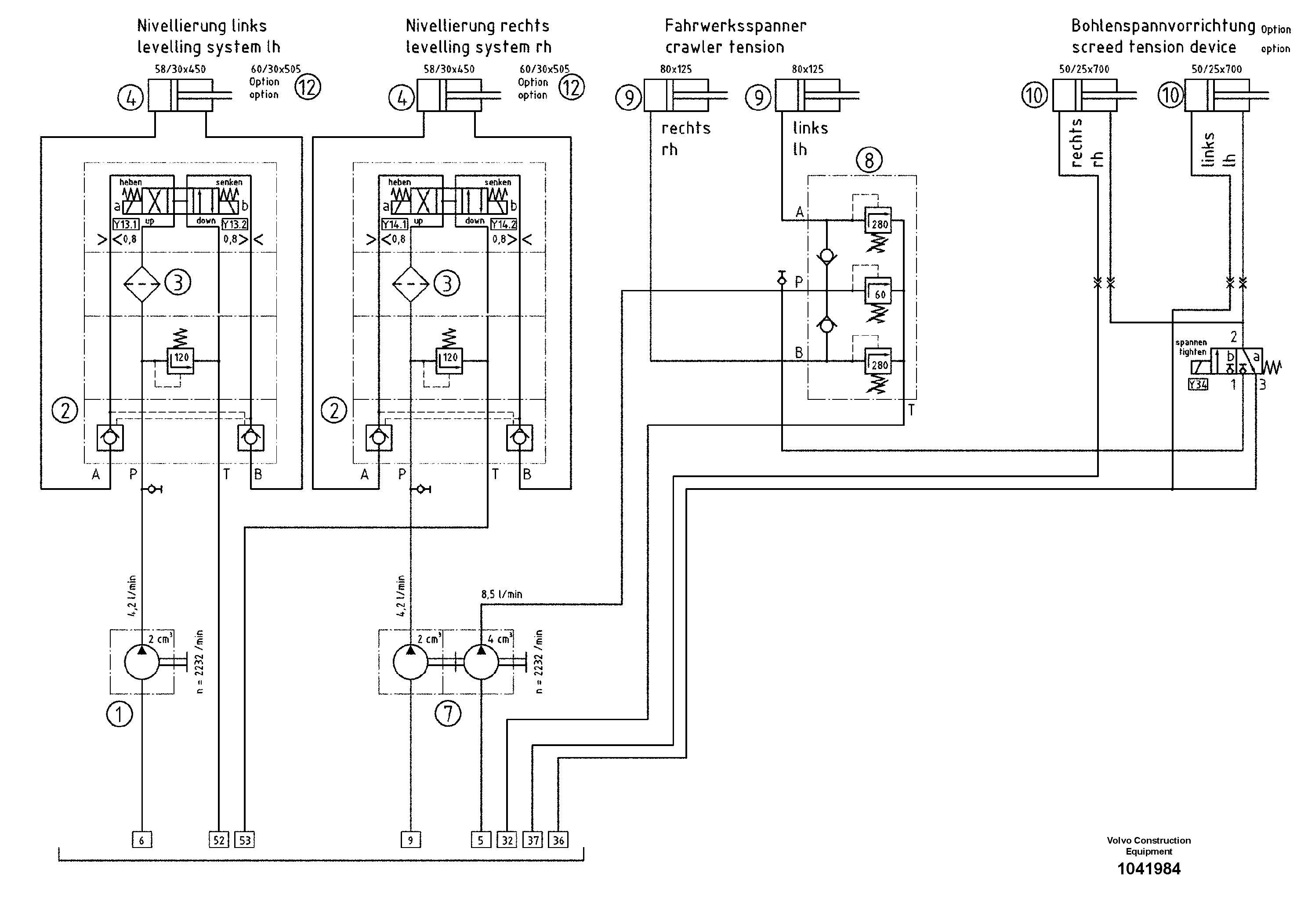 Схема запчастей Volvo ABG9820 - 100877 Hydraulic diagram ABG9820 S/N 20812 -