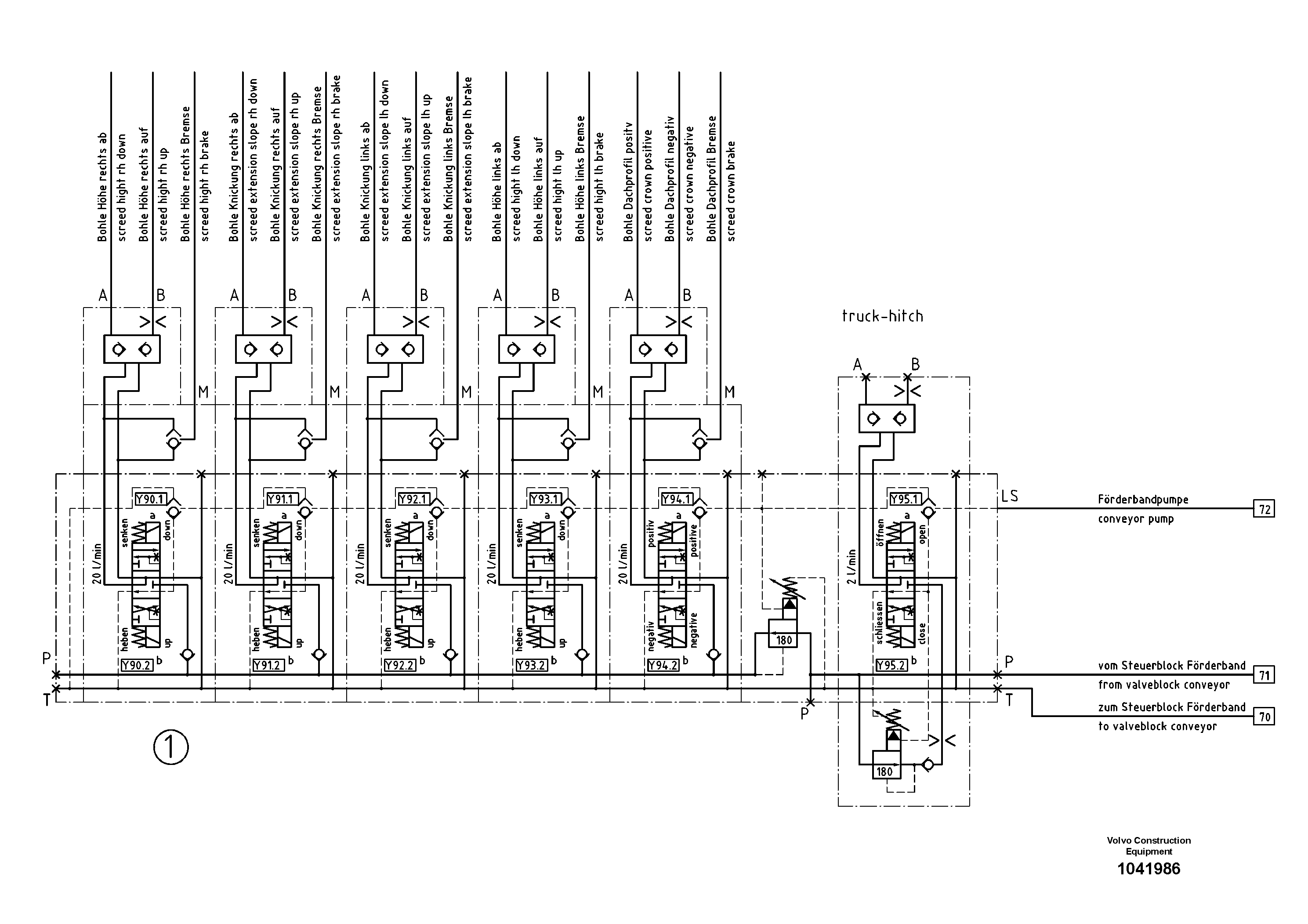 Схема запчастей Volvo ABG9820 - 93046 Hydraulic diagram ABG9820 S/N 20812 -