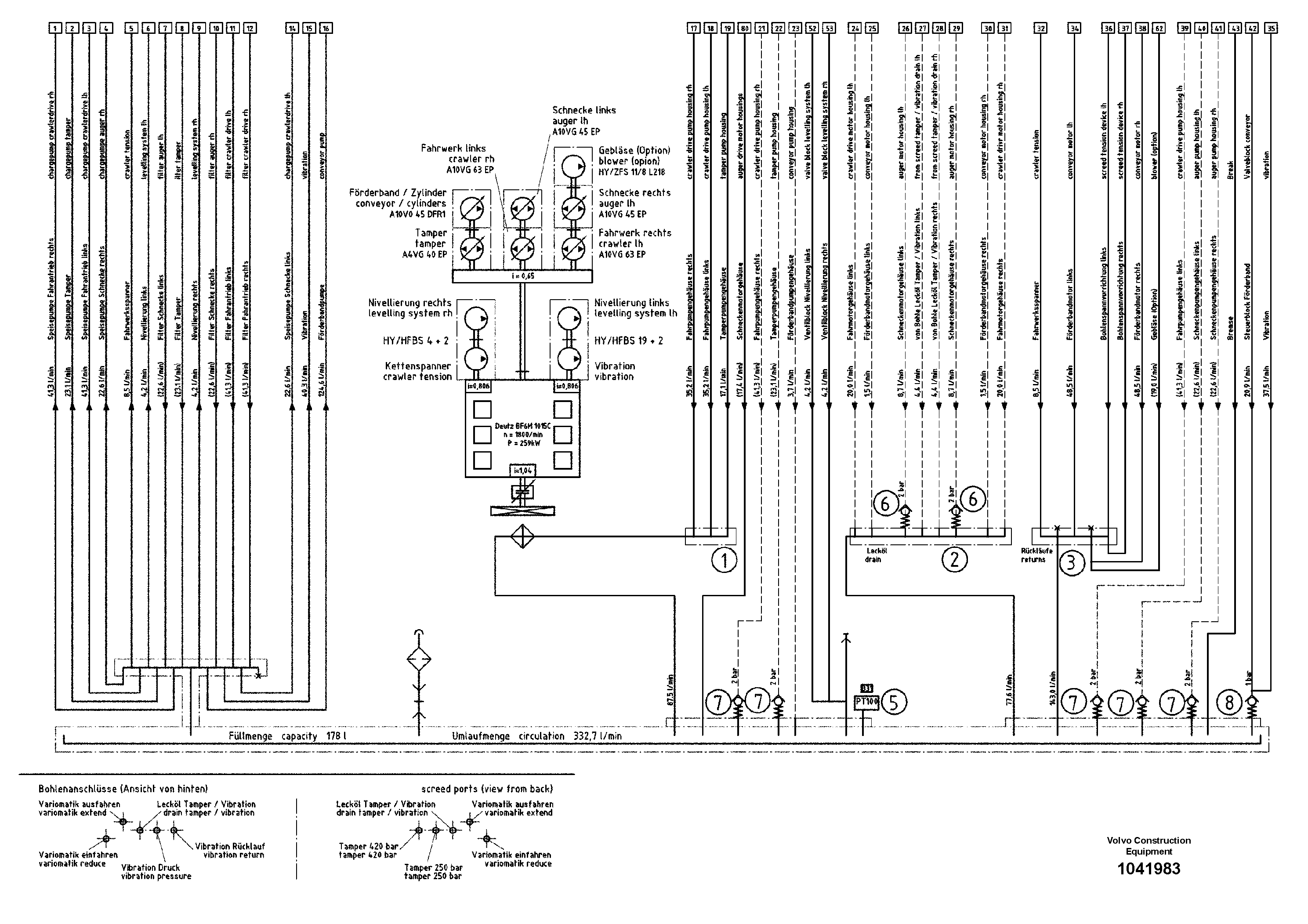 Схема запчастей Volvo ABG9820 - 93221 Hydraulic diagram ABG9820 S/N 20812 -